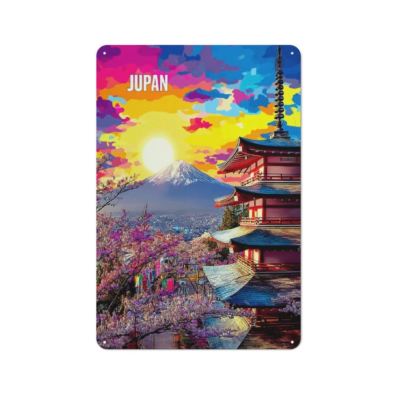 Junmoney Jupan Japan's Vibrant Landscapes Metal Sign 30X20cm With For Workshop Wall, Rustic Decor, Wall Decoration For Workshops And Hobby Rooms