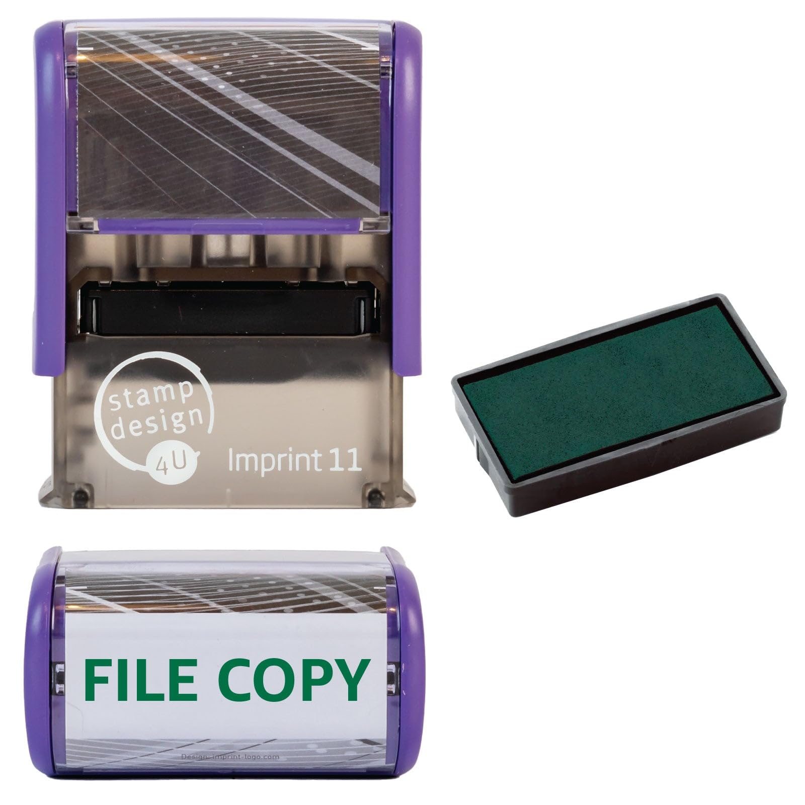 File Copy Self Inking Rubber Stamp for Stamping Your File Copy Documents - Green File Copy Stamp with 1 Extra Inkpad