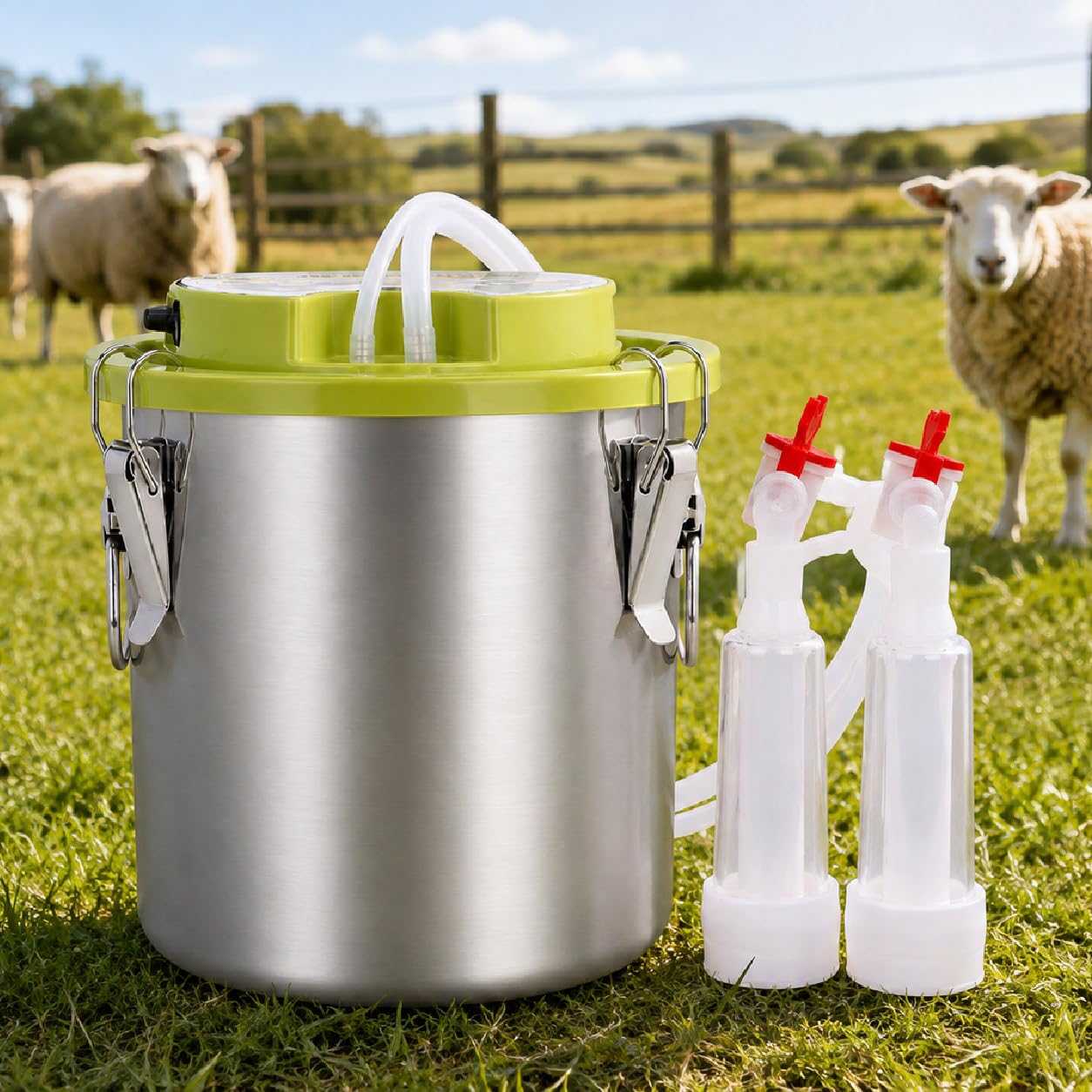 Mungitrice Elettrica 12 L per Mucche e Pecore Sheep | Pulsazione Regolabile 40-46 CPM, Batteria Ricaricabile e Arresto Auto per una Mungitura Più Facile e Regolare