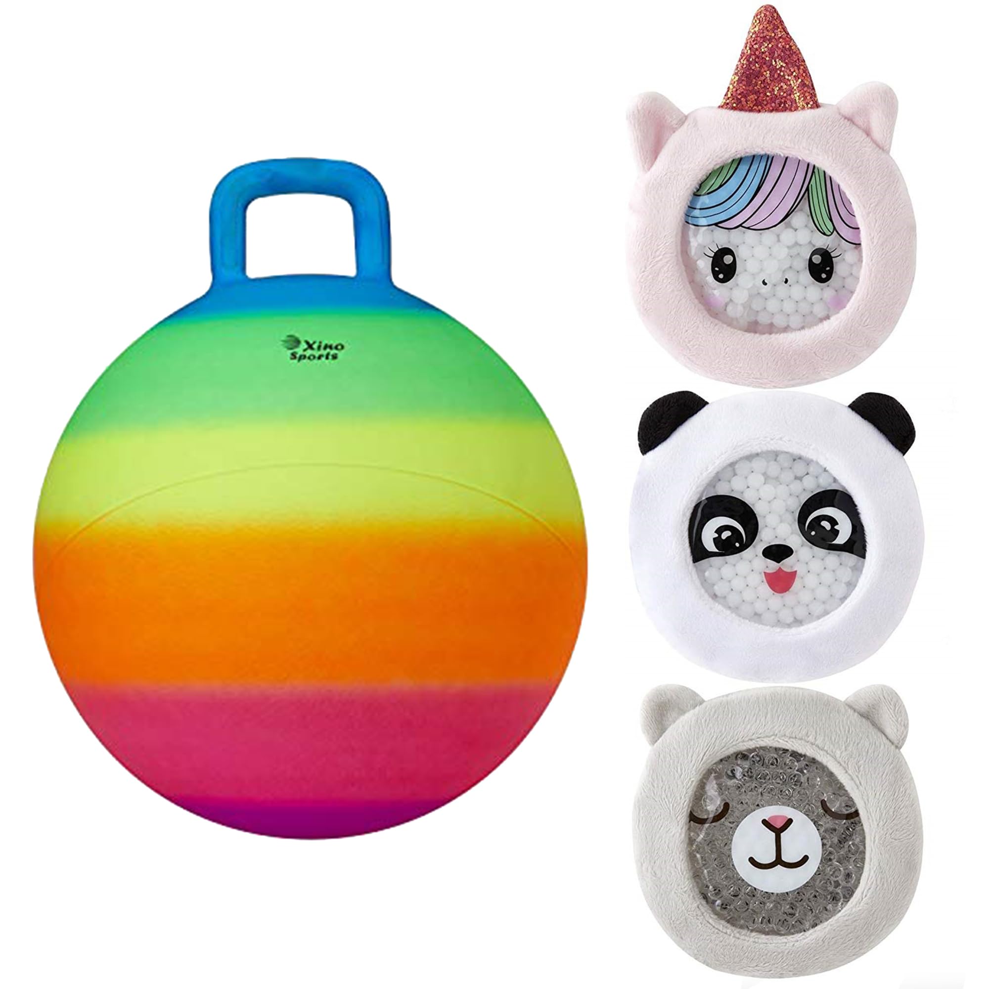 Xino SportsRainbow Hopping Ball and Ice Packs Bundle
