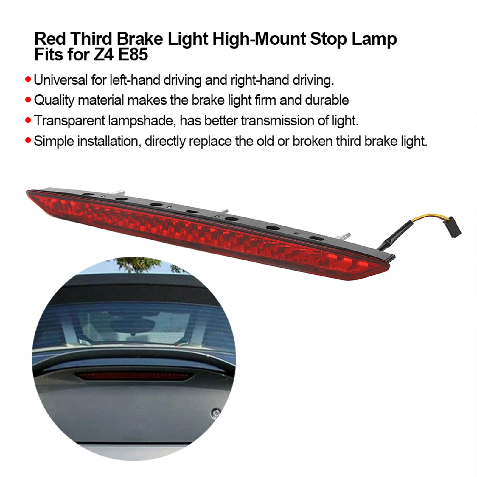 Luce, Z4 E85 Terza Luce Stop, Luce Freno su una Z4 2005 Car Red Terza Luce Stop Lampada Stop Ad Alto Montaggio Adatta per Sostituzione Z4 E85 63256917378