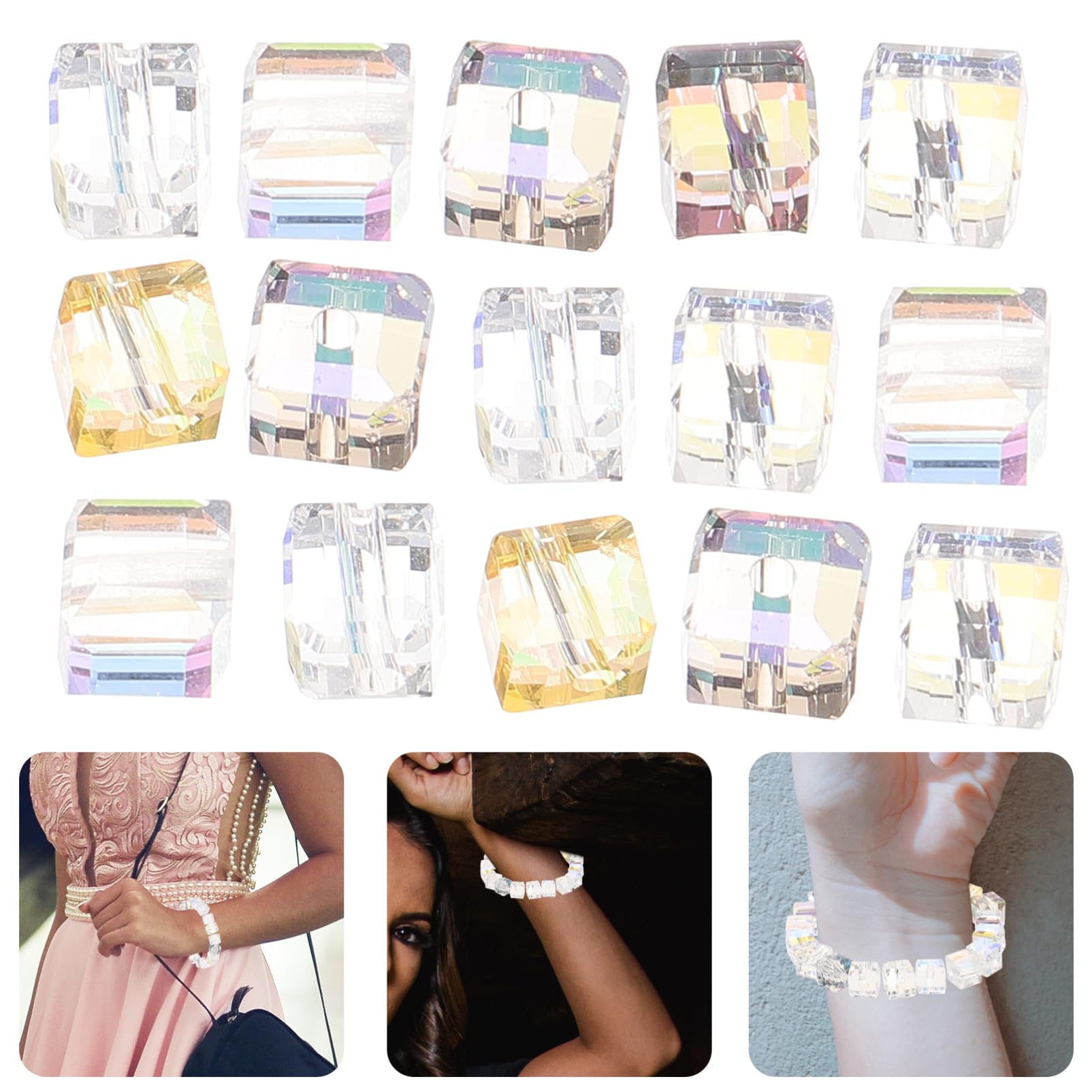 NUOBESTY 3 Juegos Perlas De Relleno Perlas De Vidrio Pequeñas Para Hacer Pulseras De Bricolaje Para Joyería 100 Uds * 3