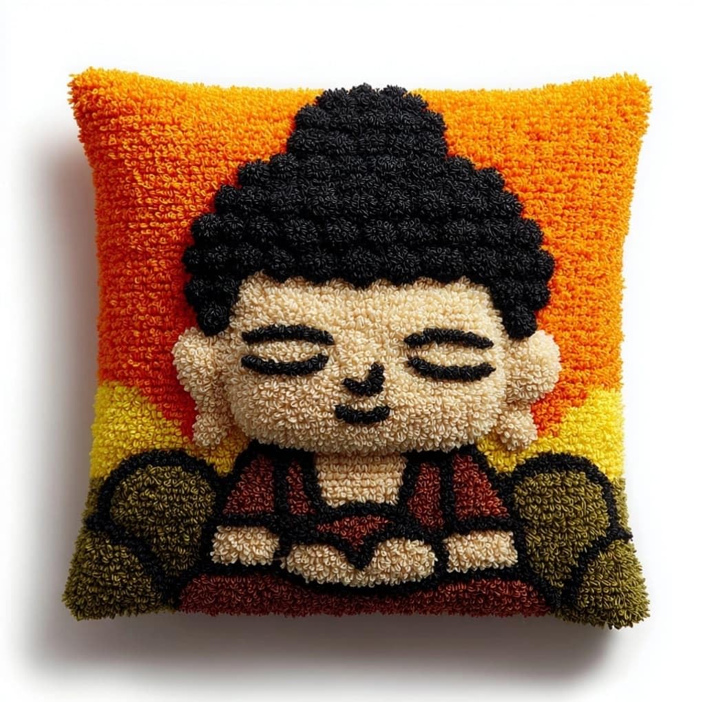 AxiangziK Latch Hook Crochet Cushion Kit,Buddha Statue