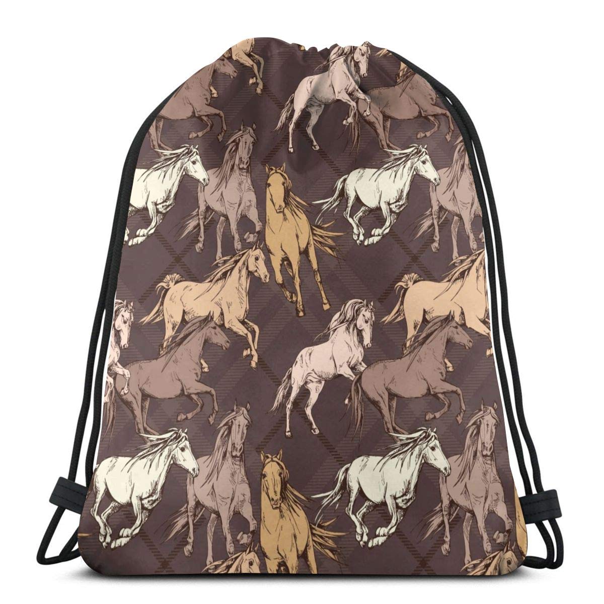 Brown Horse Unisex Drawstring Backpack Bag Sport Gym Travel Sackpack