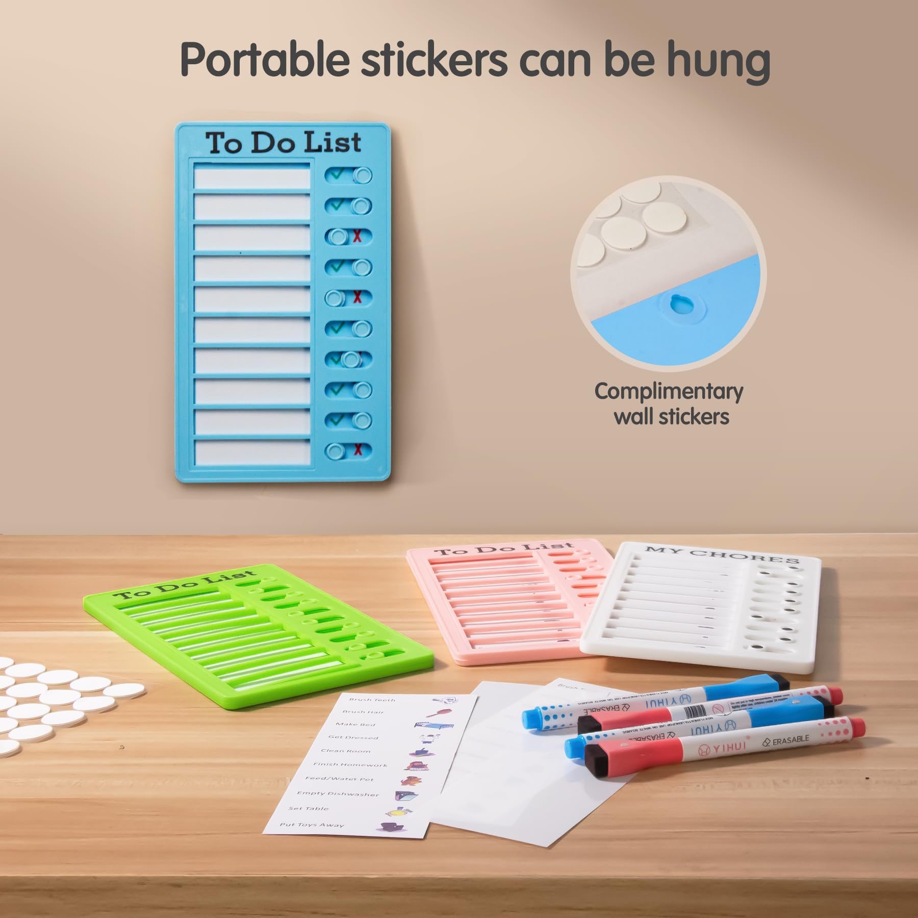 Kids Task Board Kids Chore Chart Board - 4 Reusable ADHD Planner Boards ...