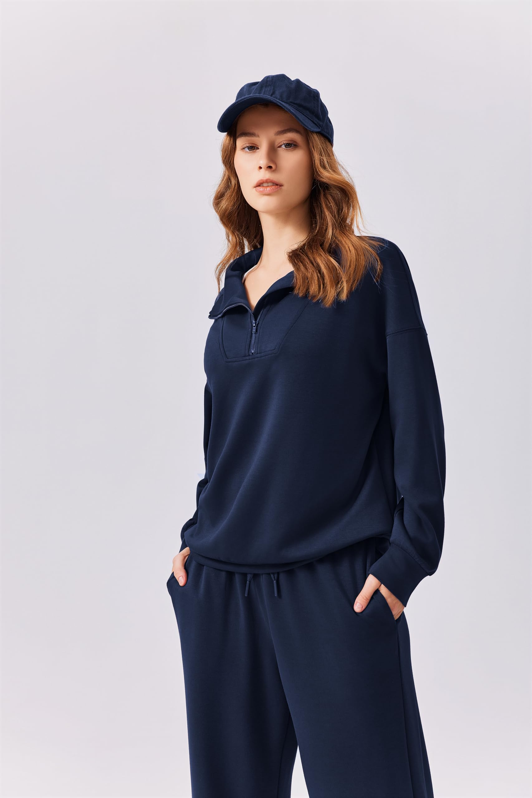 PINSPARK CháNdal Para Mujer, Conjunto Deportivo De Dos Piezas, CháNdal Manga Larga, Sudadera Con Media Cremallera Y PantalóN Ancho OtoñO