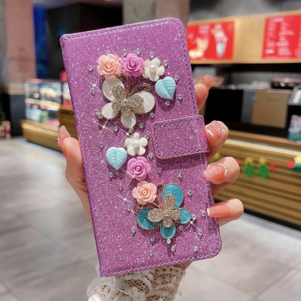 Étui portefeuille iPhone 11 Pro résistant aux rayures avec strass