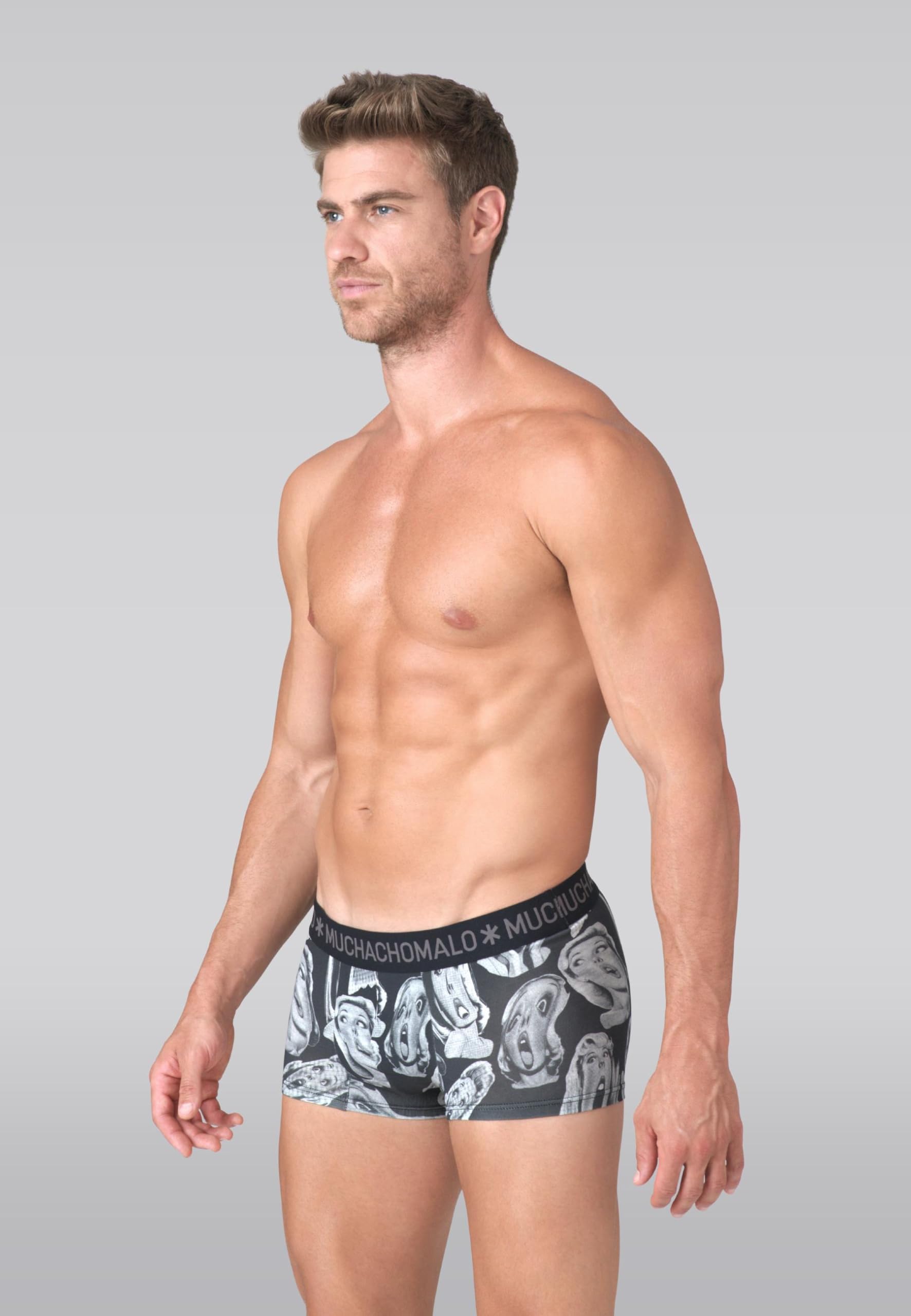 Muchachomalo Uomo Trunks 3-Pack, Fantasia, Cotone, Fascia Elastica