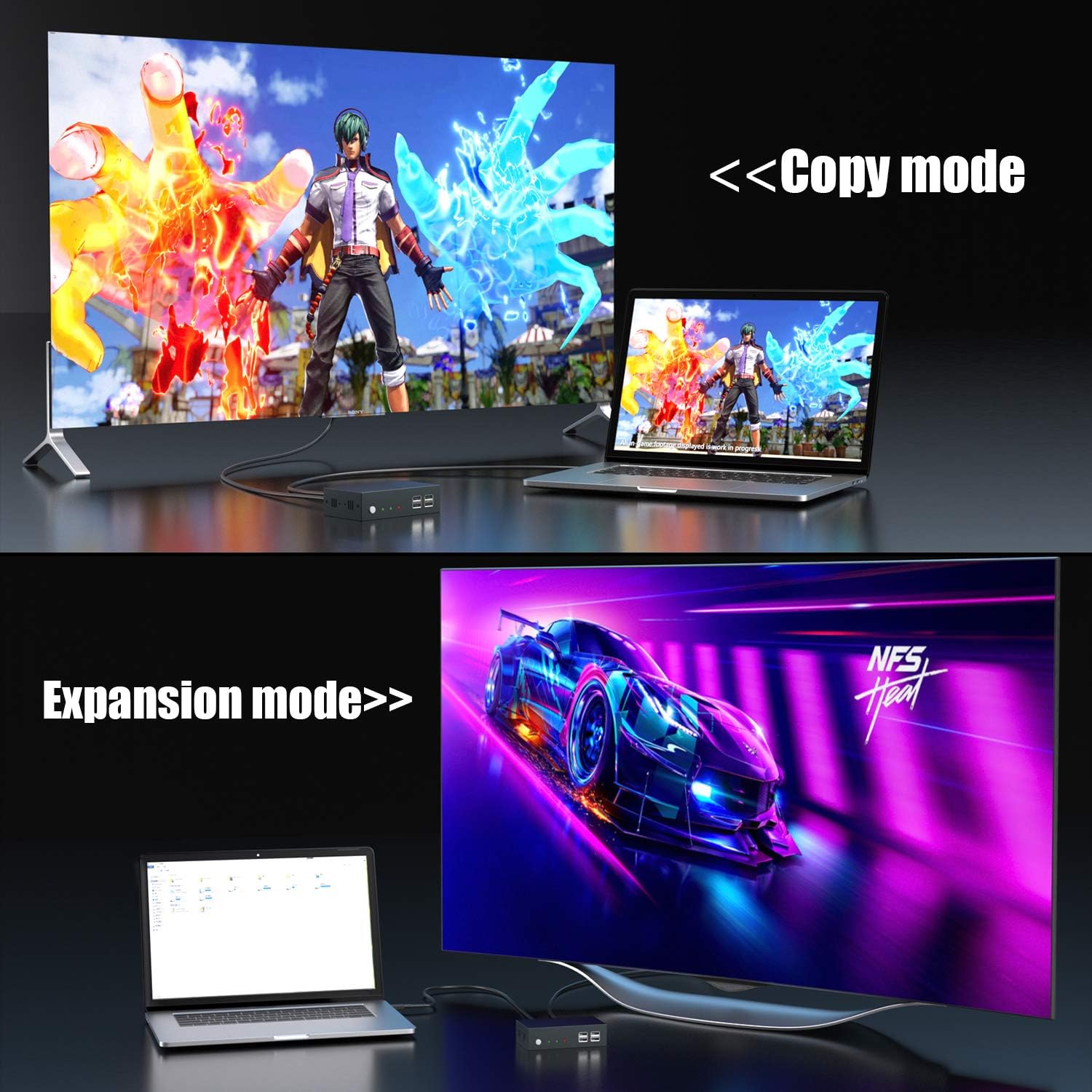 Illustration of copy mode and expansion mode for dual monitors