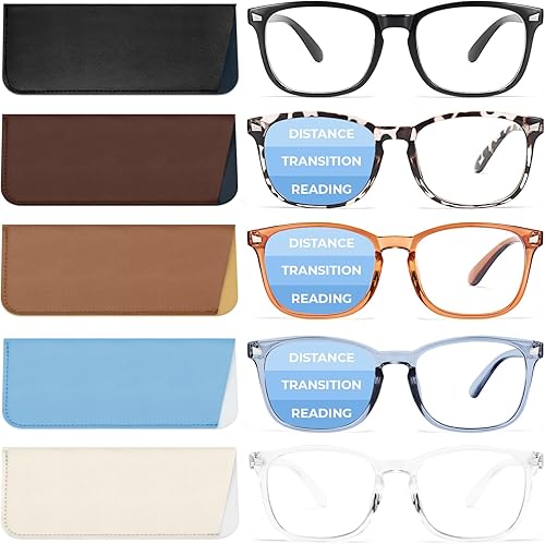 BLS - Paquete de 5 lentes de lectura con bloqueo de luz azul, para lector de computadora cuadrado de moda, antirreflejos, bloqueadores de fatiga