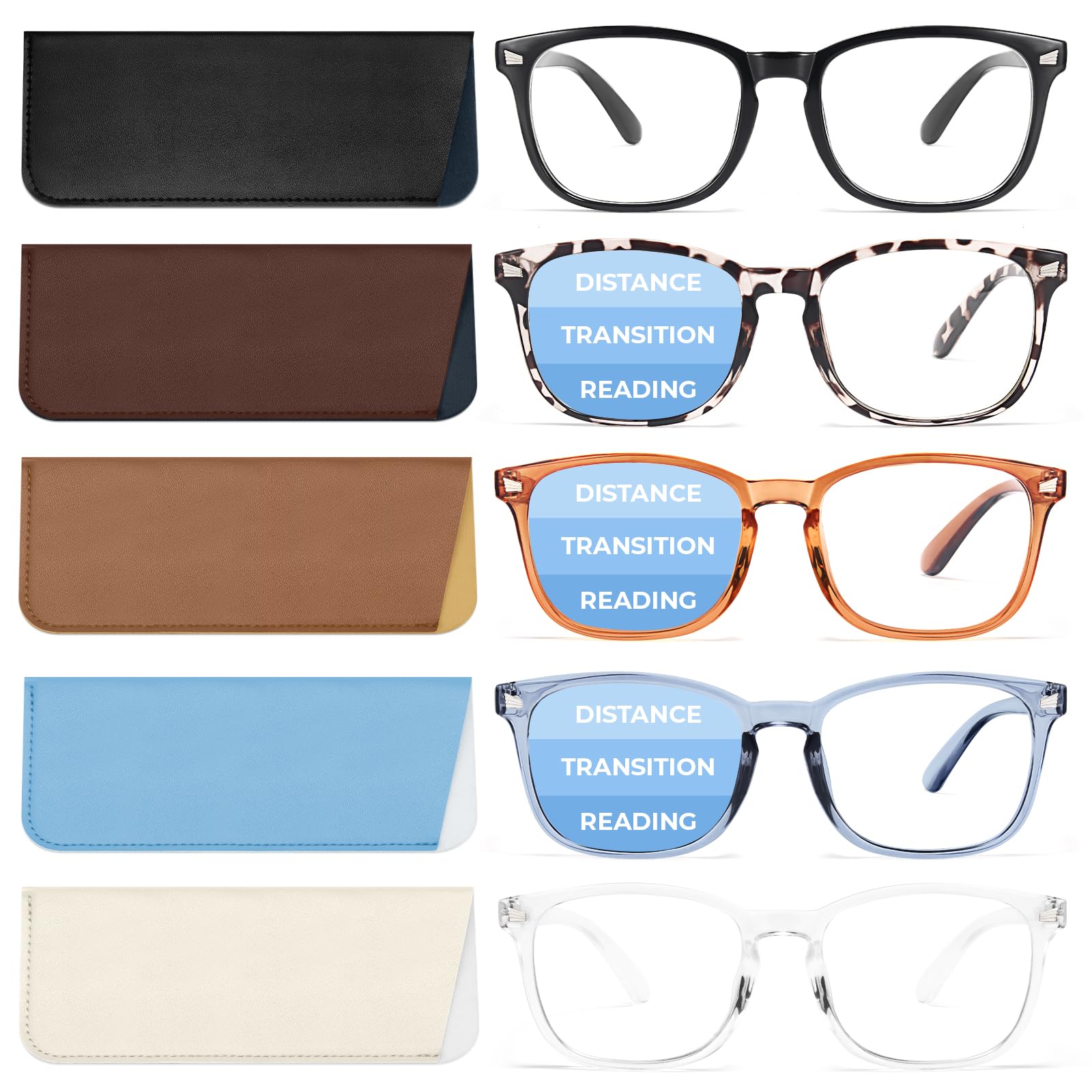 BLS 5 Pack Reading Glasses Blue Light Blocking, Fashion Square Nerd Computer Readers Anti UV/Eye Strain/Glare Women/Men