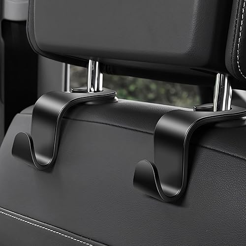 Miniatura 4 de Paquete de 4 ganchos para reposacabezas de asiento de automóvil, soporte organizador universal para asiento de automóvil (negro)