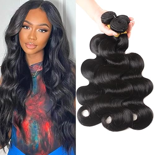 Hoyrhra Paquetes de cabello humano ondulado de 22, 24 y 26 pulgadas, 3 paquetes de cabello humano virgen brasileño 100% sin procesar, extensiones de