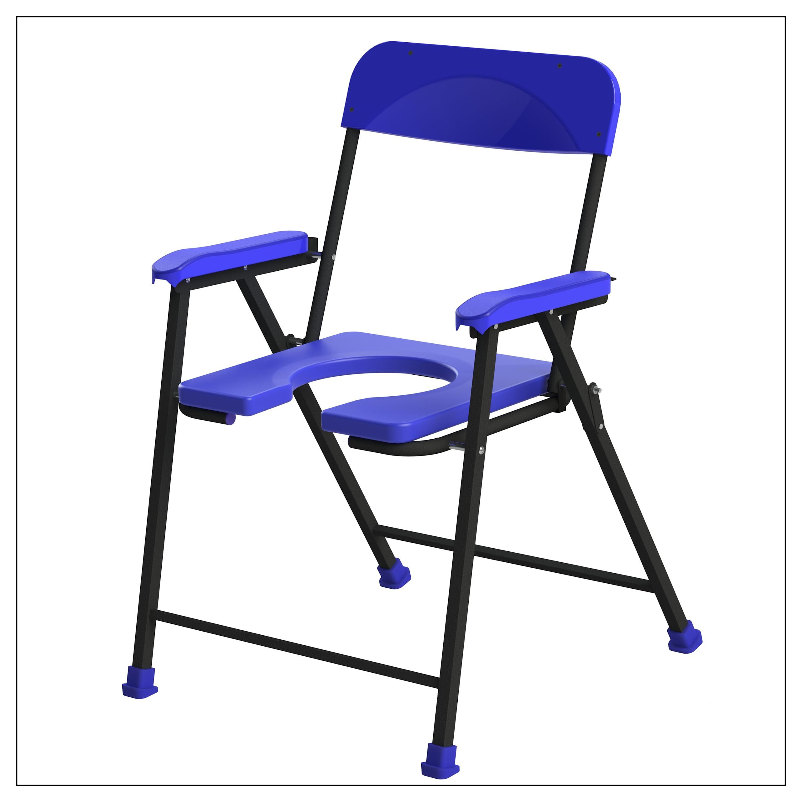Rewell Life Folding Elderly Disabled Man And Pregnant Woman Mild Steel Shower And Bathing Room Mobile Commode Chair With Toilet Seat Comfortable Safe Toliet Stool Anti-Skid (Blue) (B0C9MB585Q) Amazon Price History, Amazon Price Tracker