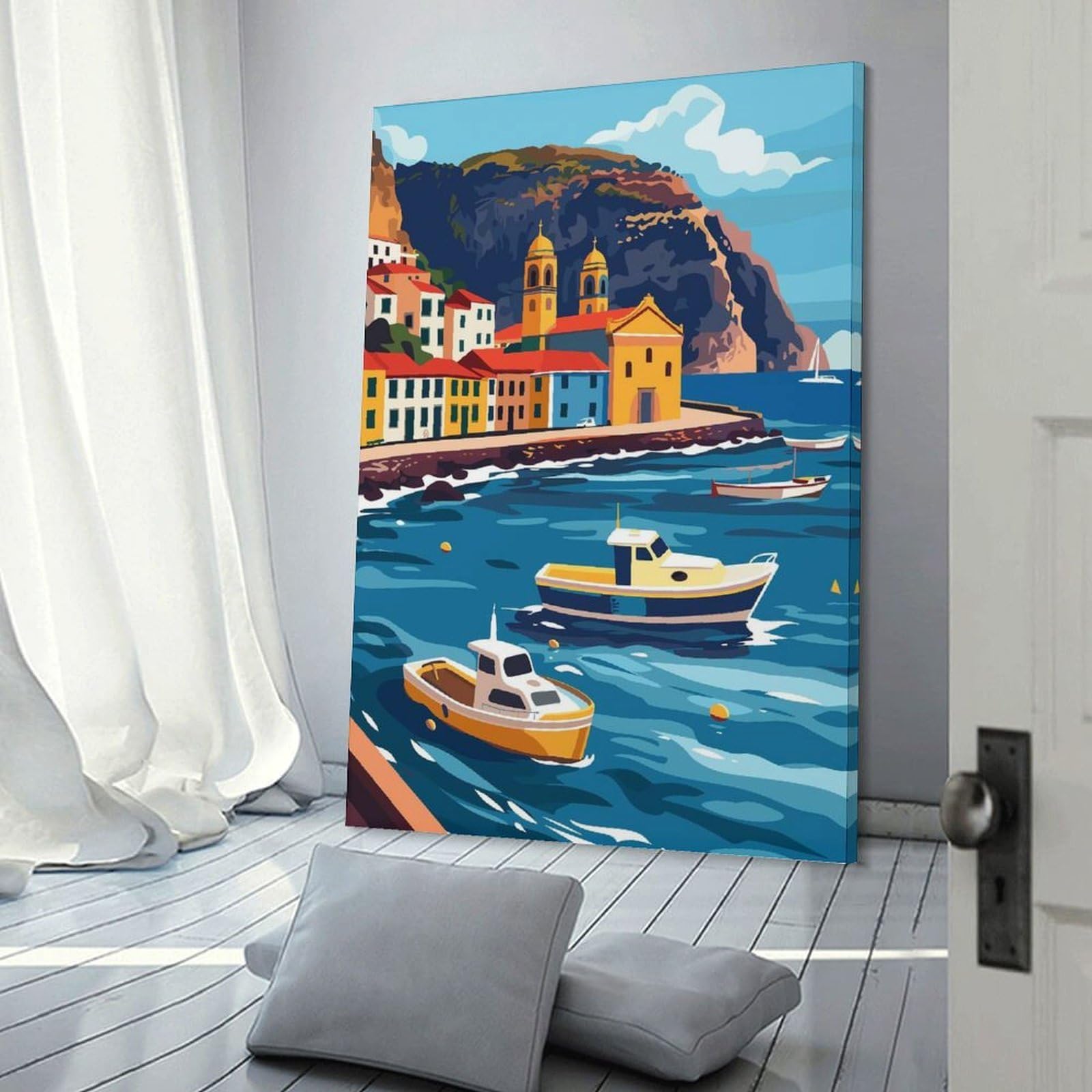 Junmoney Madeira Portugal Canvas Wall Picture 16x24inch(40x60cm), for Study, Office Or Focused Interiors, Home Office Artwork with Decorative Appeal
