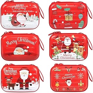 6Pcs Monederos de Navidad Caja Decorativa Pequeña Mini Caja de Auriculares 10 * 7 * 3cm Cajas de Hojalata, Cajas Regalos N...