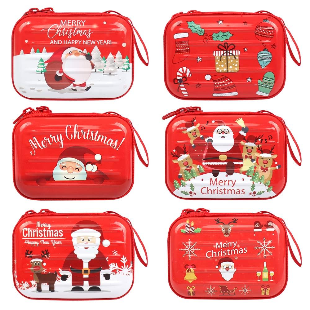 CAUTIOUS 6PCS Porte Monnaie de Noël, Porte-Monnaie Enfant Noël Boîtes à Bonbons de Noël Boîte Noël Vide Etui écouteurs pour Noël Écouteurs Chocolats Bonbons