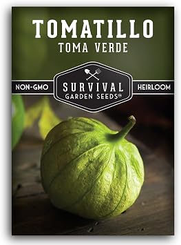 Toma Verde Tomatillo Seeds for Planting - 1 Pack | Heirloom Mexican Green Husk Tomato, High Yield, Non-GMO Variety for Salsa Verde - Survival Garden Seeds