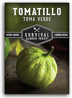 Survival Garden Seeds - Toma Verde Tomatillo Seed for Planting - Packet with Instructions to Plant and Grow Green Salsa Vegetables in Your Home Vegetable Garden - Non-GMO Heirloom Variety