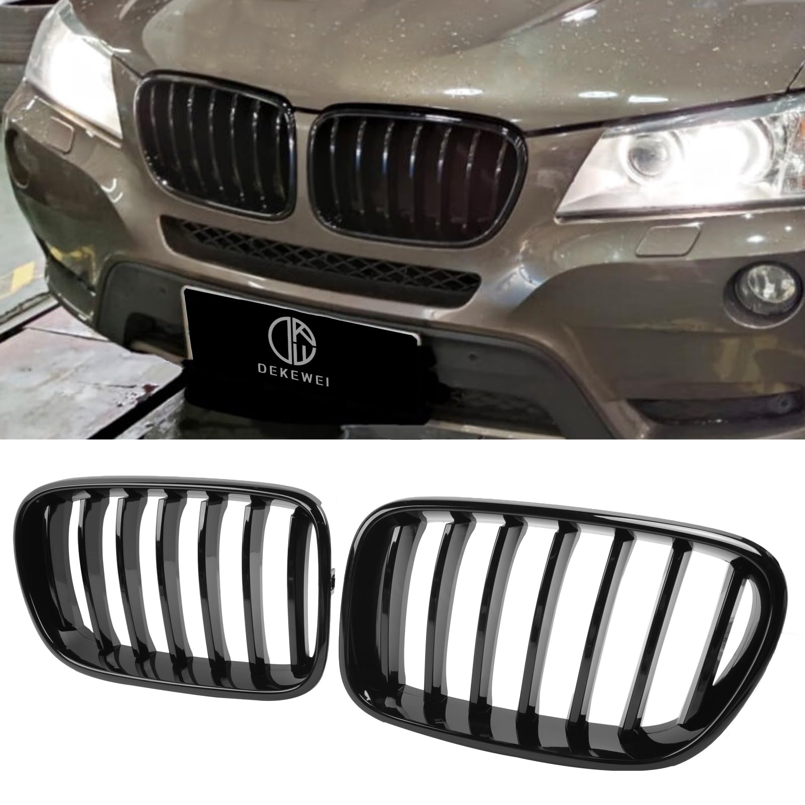 Photo 1 of DEKEWEI F25 Grill,Front Kidney Grille Compatible with 2011-2013 X3 F25 Single Slat Gloss Black Grill