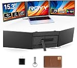 Moniteur triple Extendeur d'écran portable - 15.6" Moniteur portable amovible 120% sRGB FHD 1080P IPS 235 Degrés Rotation Écran supplémentaire compatible avec Mac Wins Dex Chrome Fits 13-17" Ordinateur portable