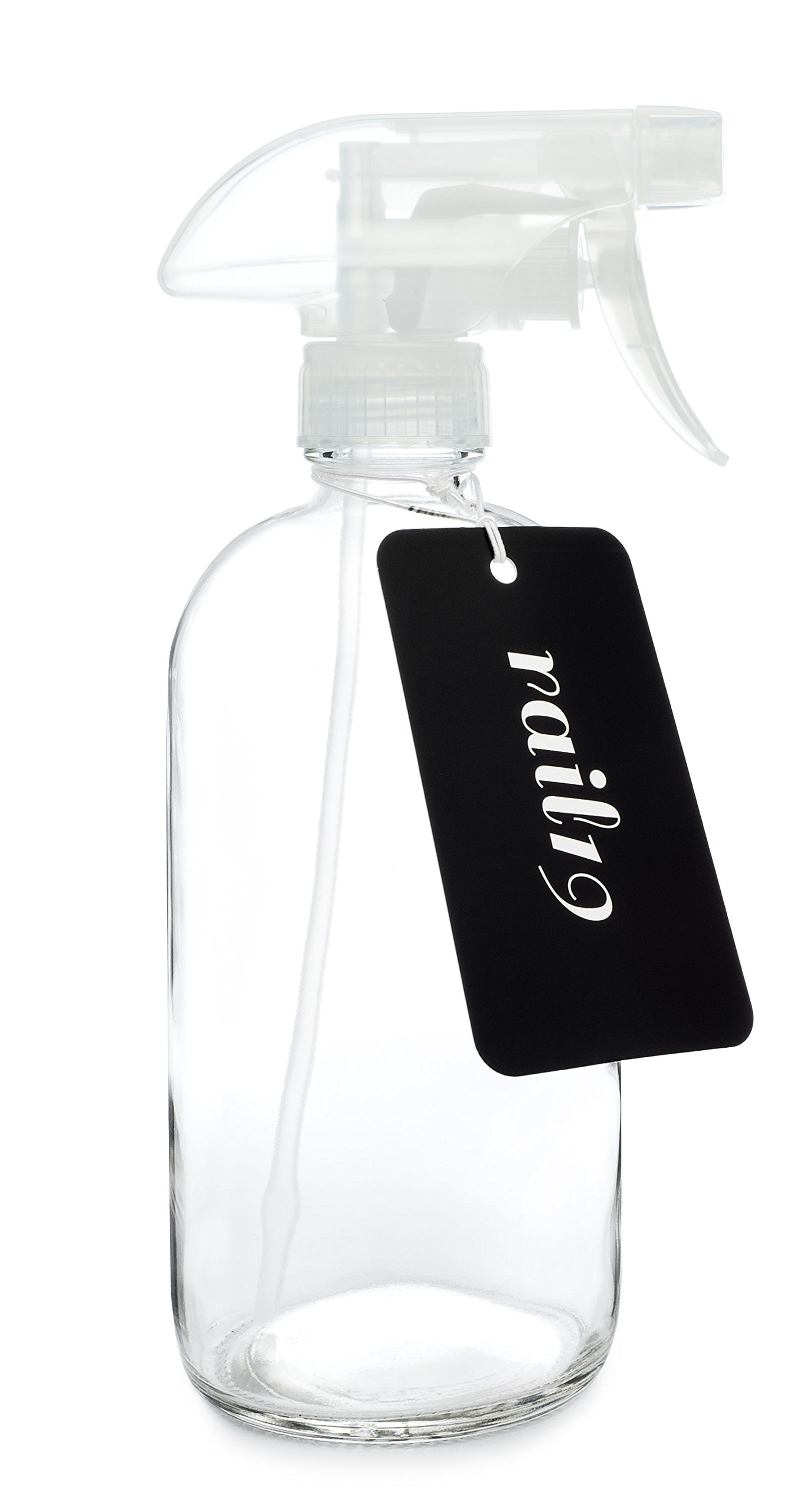 Rail19 Glass Clear Spray Bottle with Clear Spray Nozzle, 16oz (Clear Trigger)