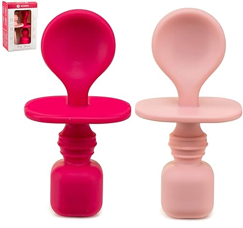 Cucharas de silicona para bebé, paquete de 2, cucharas de alimentación para bebés de primera etapa, aptas para encías, sin BPA, plomo ftalato y
