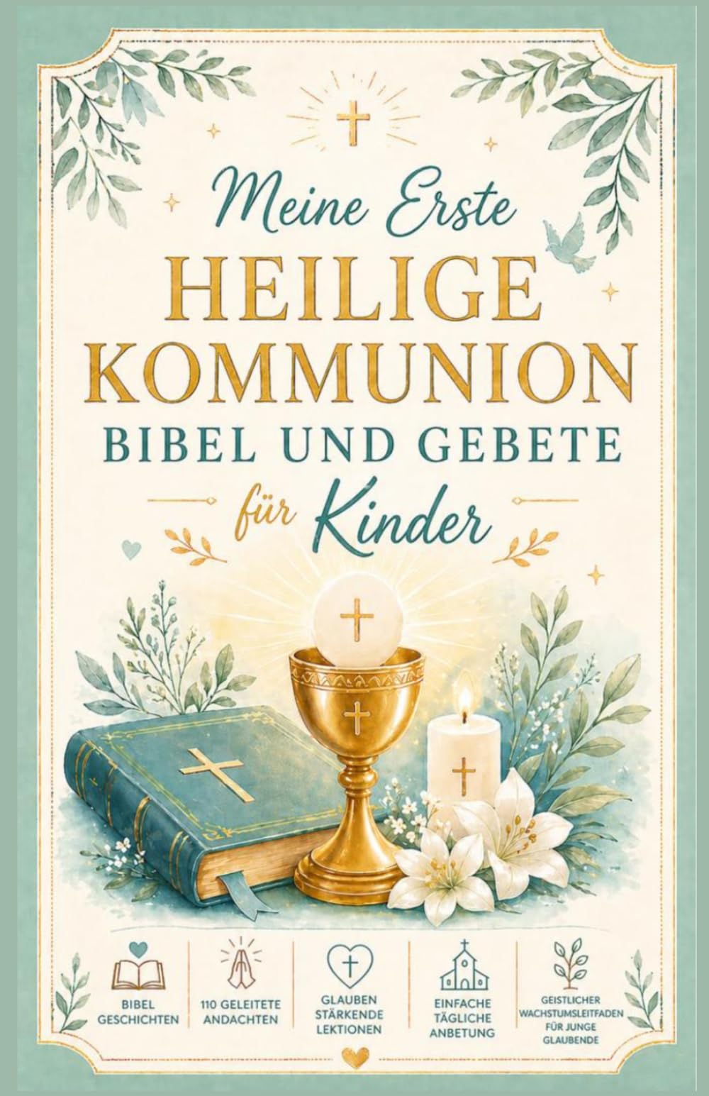 Meine erste Heilige Kommunion Bibel und Gebete für Kinder: Geschichten aus der Heiligen Schrift, 110 geführte Andachten, Glaubensstärkende Lektionen, ... für geistliches Wachstum für junge Gläubige