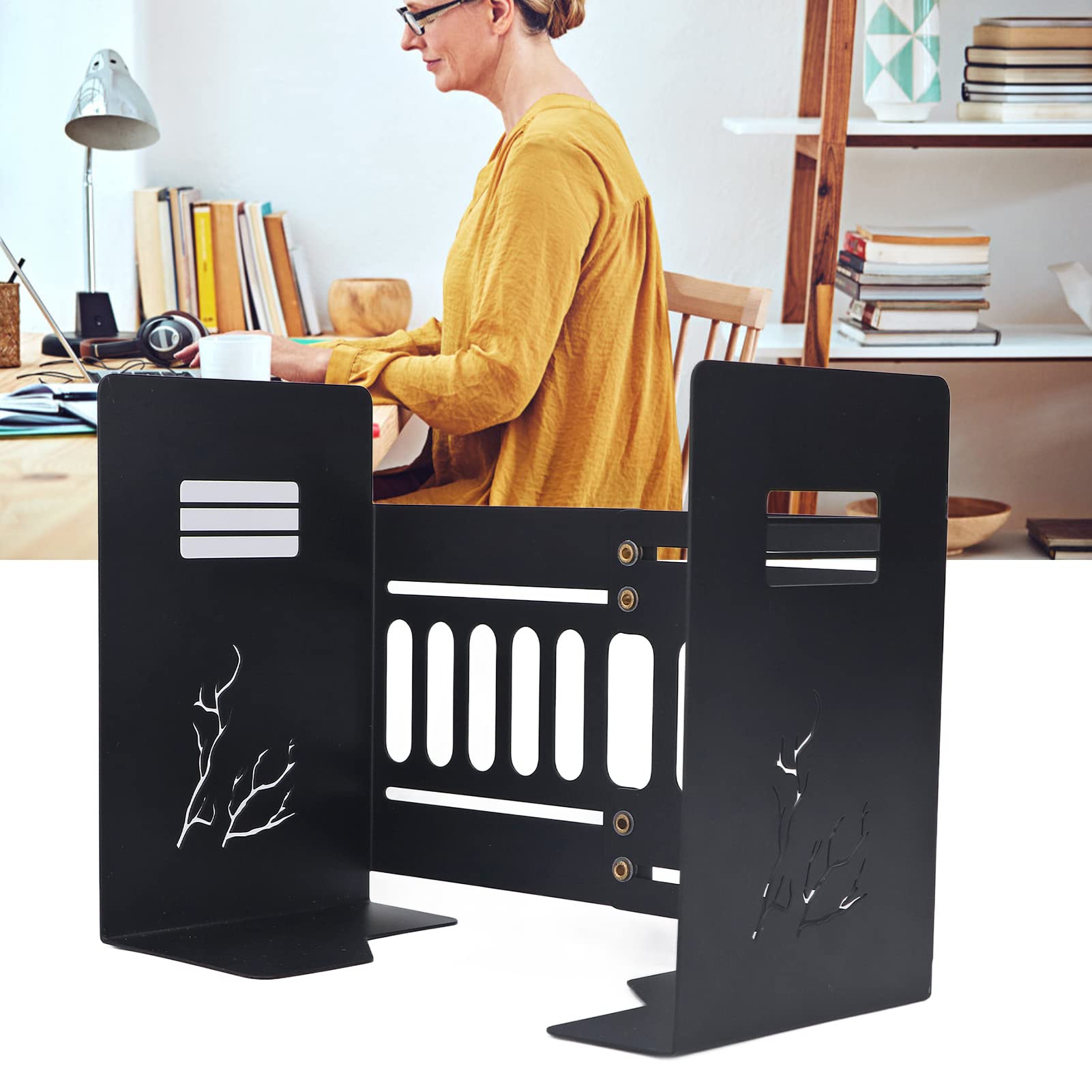 Zerodis Fermalibri da 4 Pezzi, Supporto per Libri Multifunzione Scaffale da Scrivania Regolabile in Metallo Grande capacità Portante Ad Alto Carico Scaffale da Scrivania Organizer per (Marrone scuro)