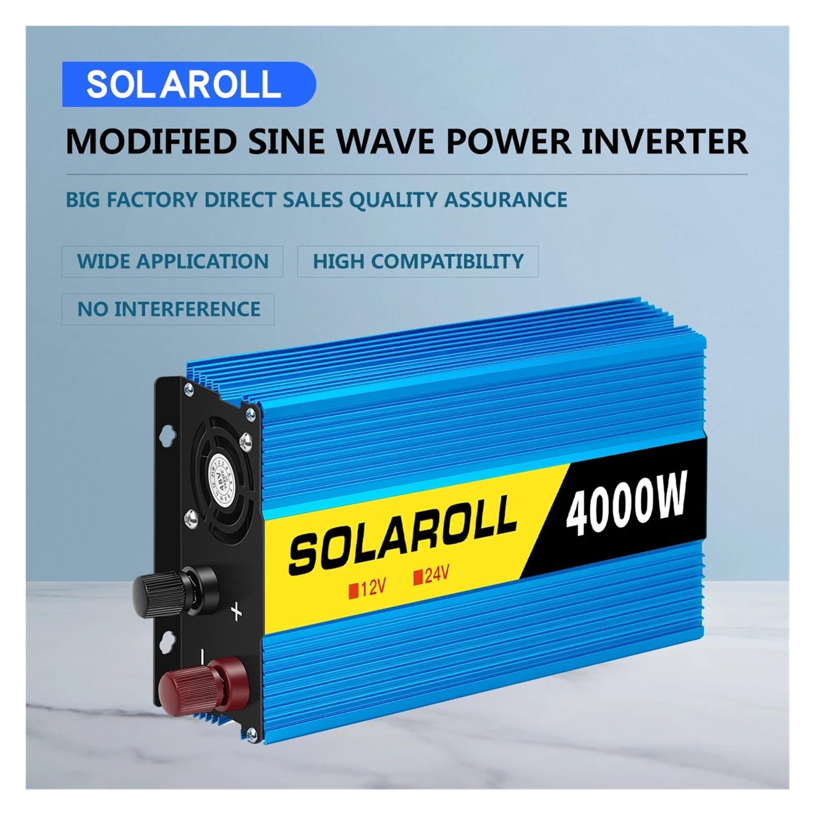 4000W DC 12V/24V A AC Adaptador Inversor De Onda Corrección Energía Portátil For Automóvil Piezas Universales Seguro Fiable Uso Polivalente(12V50HZ)