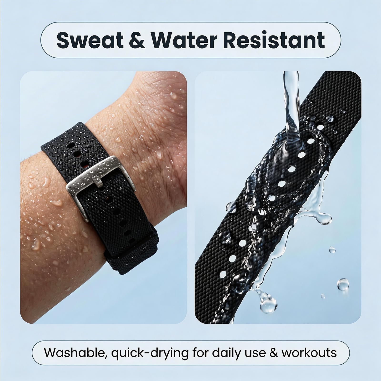Silicone Sport Band Compatible with Hume Band Replacement, Ultra Soft Adjustable Strap with Secure Metal Buckle for Hume Health Band, Waterproof Wristband Accessories for Men Women Workout & Sleep - 3