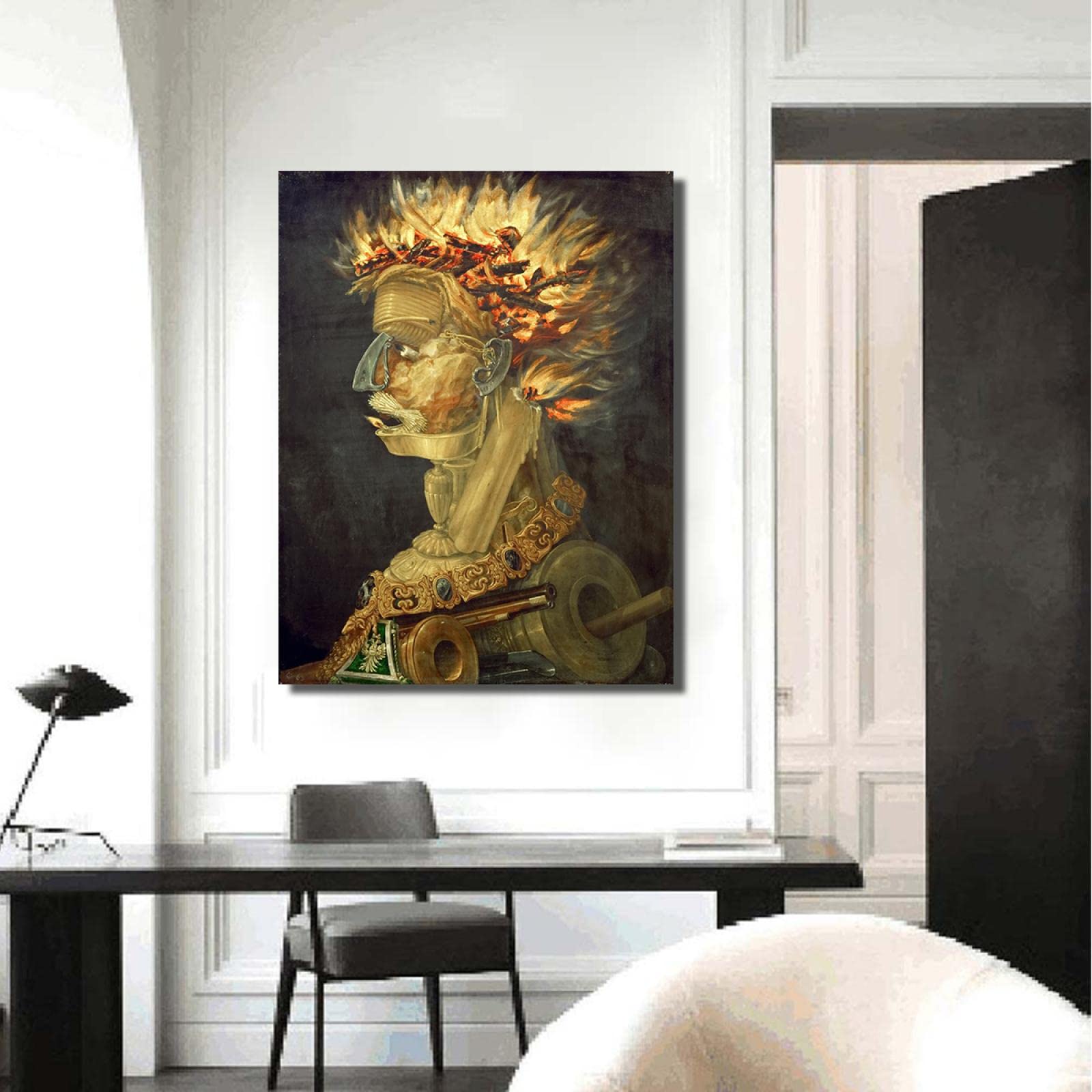 Amazon.co.jp: 油絵プリントジュゼッペアルチンボルドファイヤー