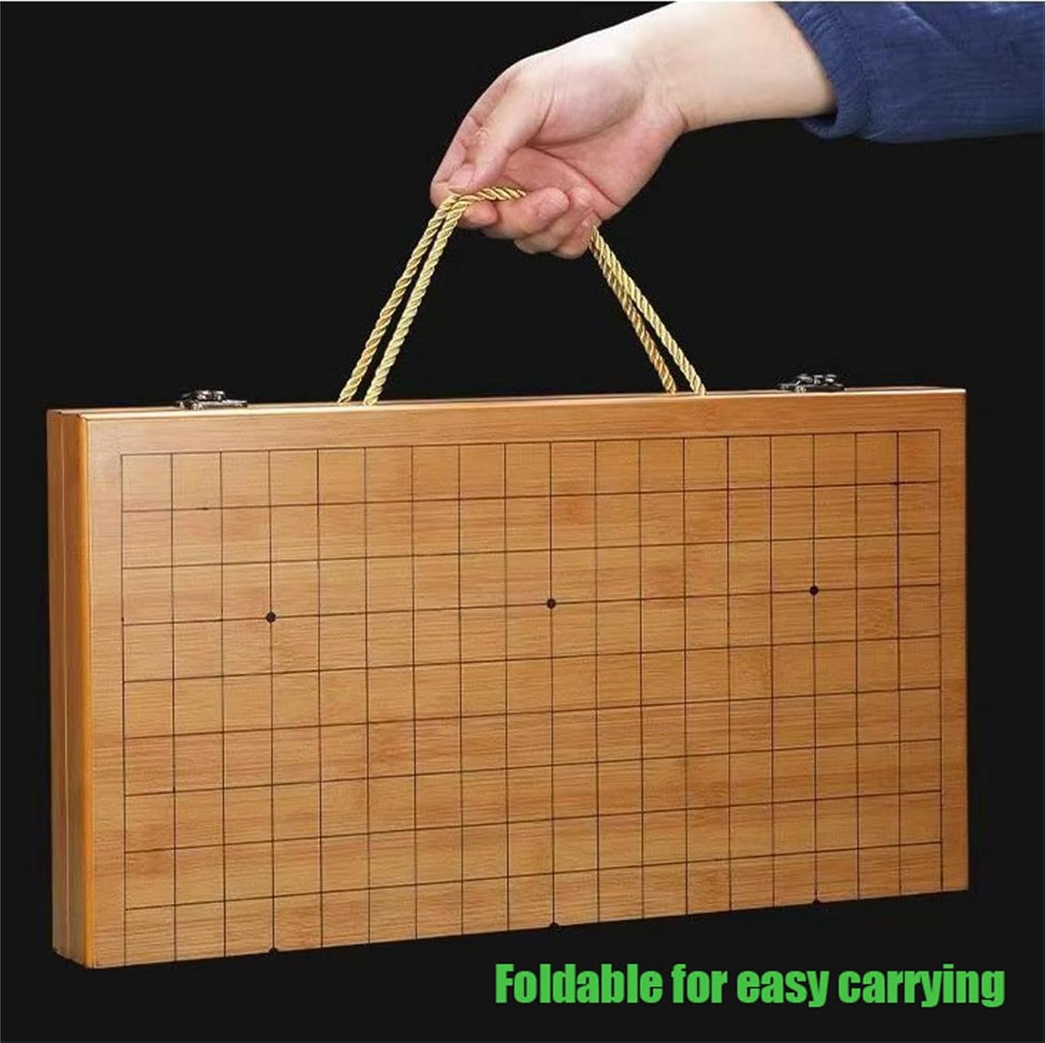 19x19 Go Game Set,Wooden Foldable Go Game Board Set, Traditional Weiqi Tabletop Strategy and Skill Game Puzzle Games for Adults Travel Folding Gift Box Board