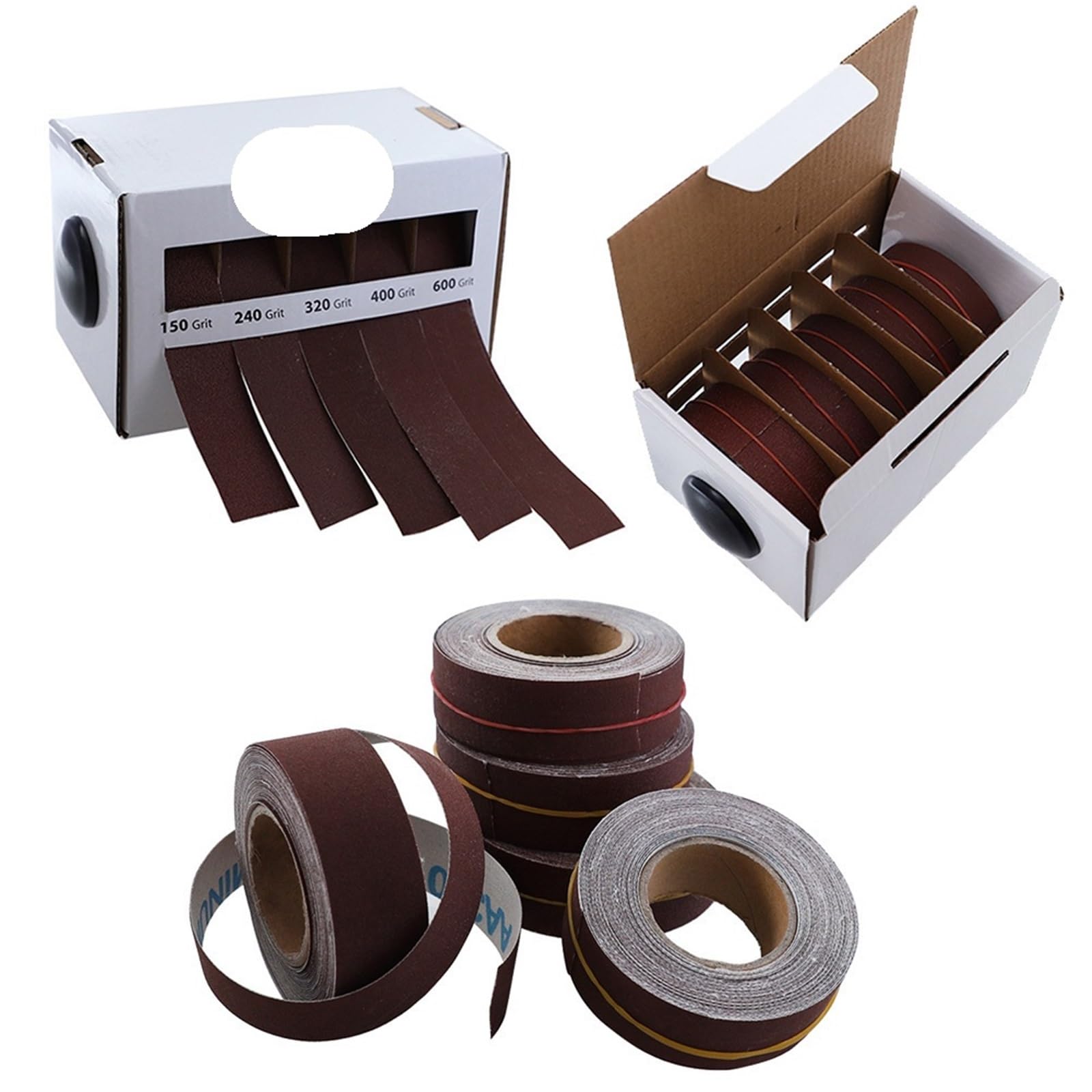 Set di rotoli carta vetrata Nastro abrasivo for lucidatura con tela smerigliata for la lavorazione del legno for dei metalli(4 roll)