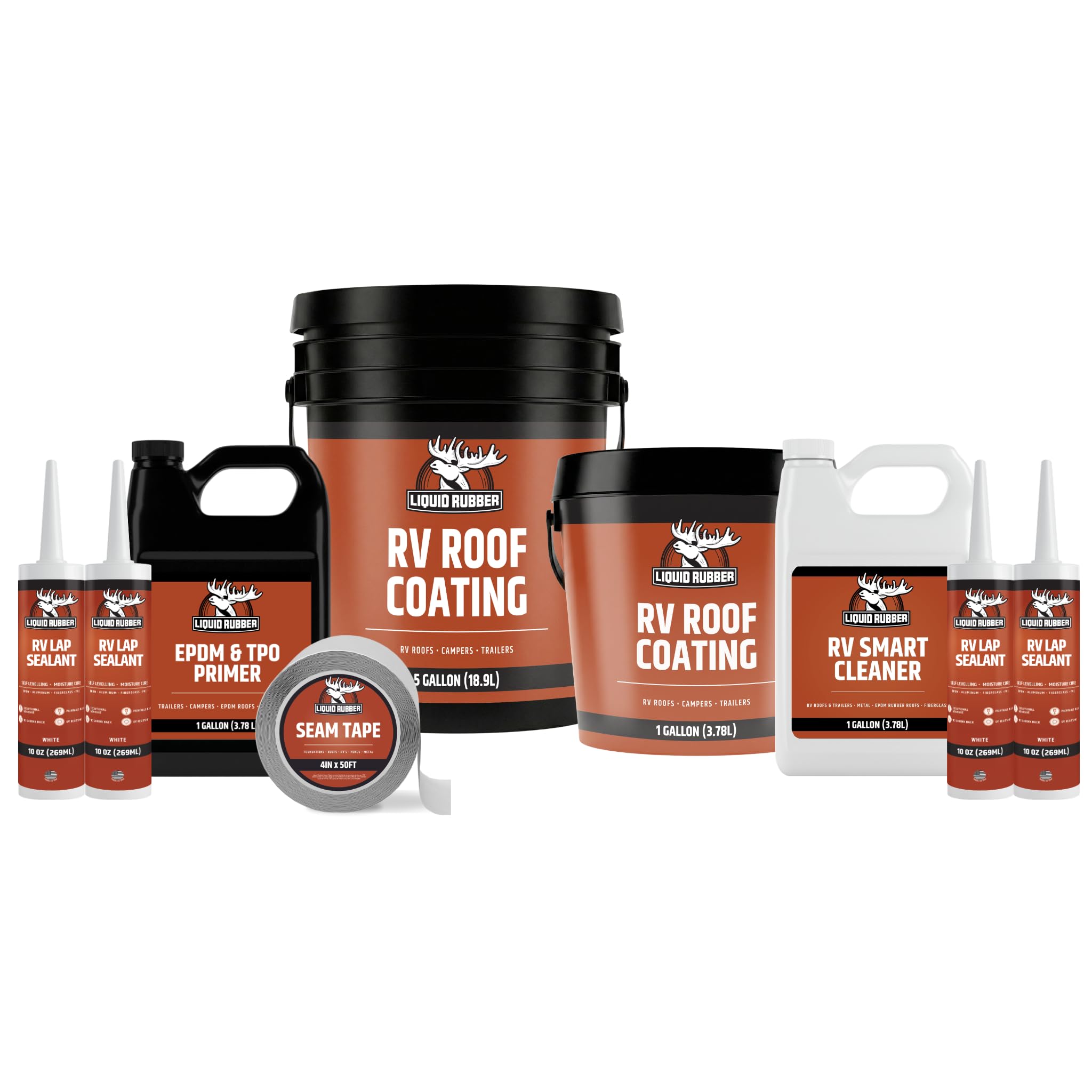 Liquid Rubber RV Roof Coating - Camper &amp; Trailer, 35 Ft Leak Repair Kit
