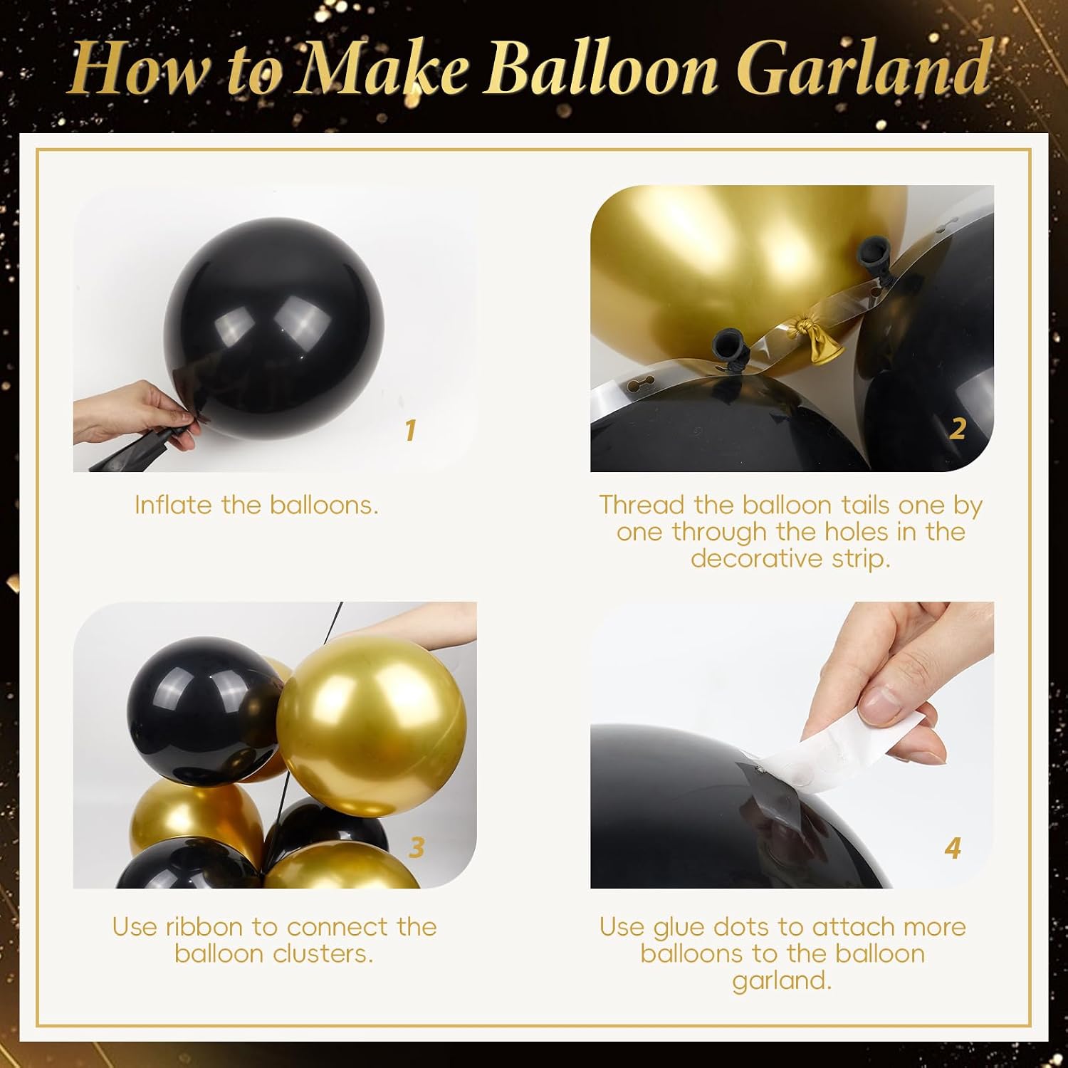 114pcs 90th Birthday Decorations for Men, 90th Birthday Decorations with 90th Birthday Banner Black Gold Confetti Birthday Balloons for 90 Year Old Birthday Decorations