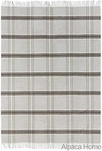 Miniatura 7 de Manta de alpaca a cuadros escoceses  100% lana de alpaca bebé (cuadros de fogata)