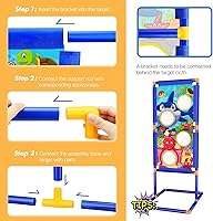 Vista 3 de KKONES Juego de arco y flecha para niños, juego de disparos 2 en 1 con juguete de tiro con arco con luz LED, bolas de espuma, flechas de ventosa