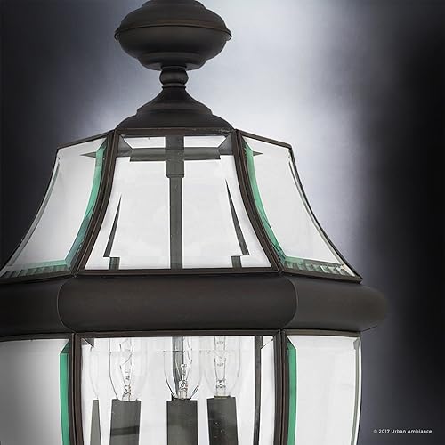 Vista 44 de Urban Ambiance Lámpara de techo colonial de lujo para exteriores, tamaño mediano: 8 pulgadas de alto x 15.25 pulgadas de ancho, con elementos