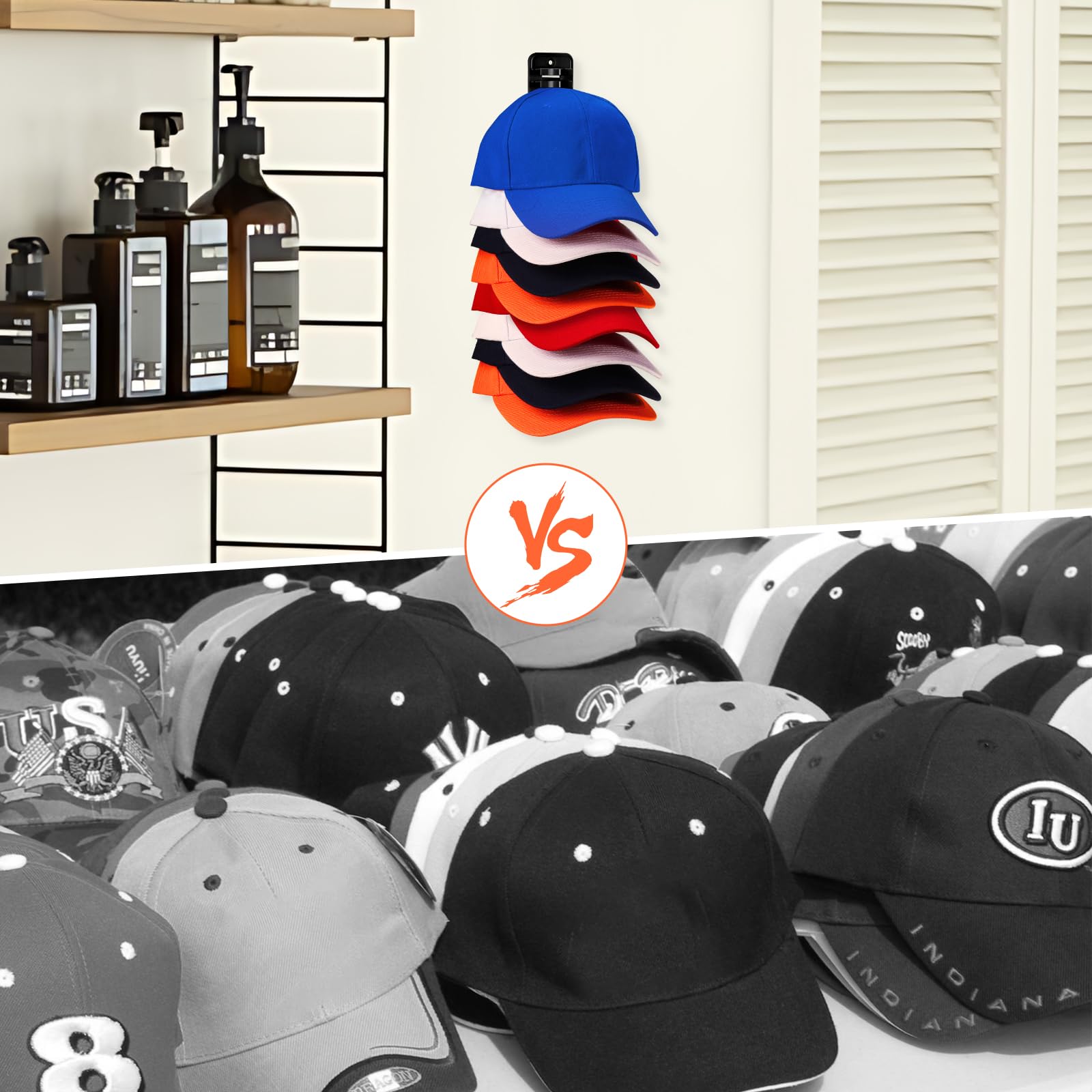 ZDDGNN Porta Cappelli,Baseball Cap Rack,Appendere Appendi Cappelli,16 Clip Organizer per Cappelli,per Camere da Letto,Armadi,Cassettiere e Pareti black-2pack