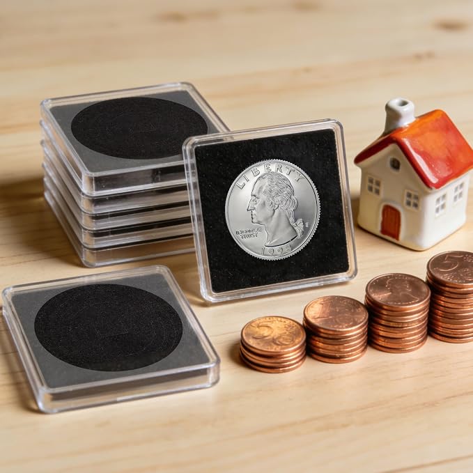10 piezas cajas transparentes para monedas ajustables miniatura 7