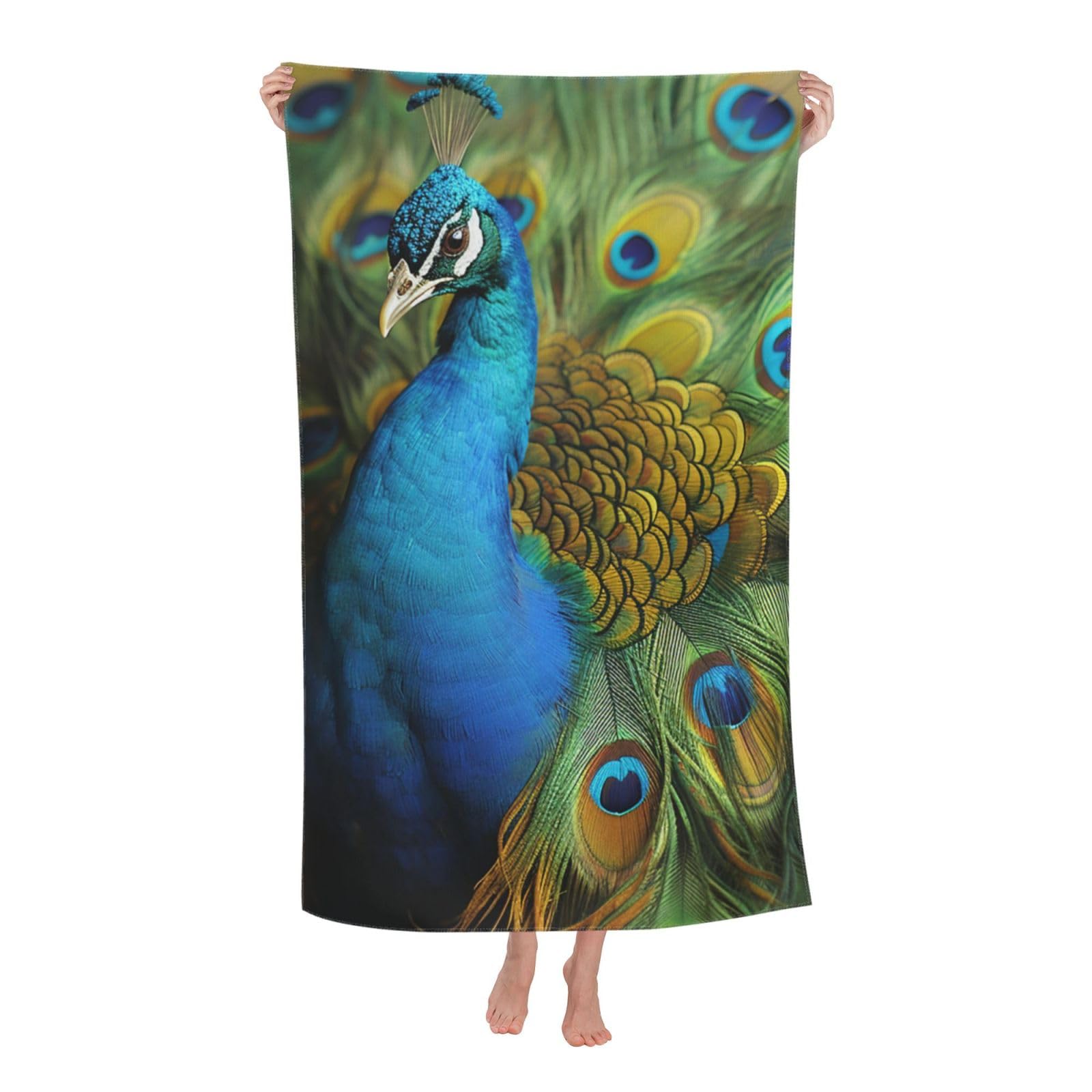 HLBSDM Peacocks Feather Beach Towel 52 x 32 in Vacation Essentials Quick Dry Sand Free Pool Swim Towel Super Absorbent Bath Towels Oversized Gym Towels Travel Blanket Gift