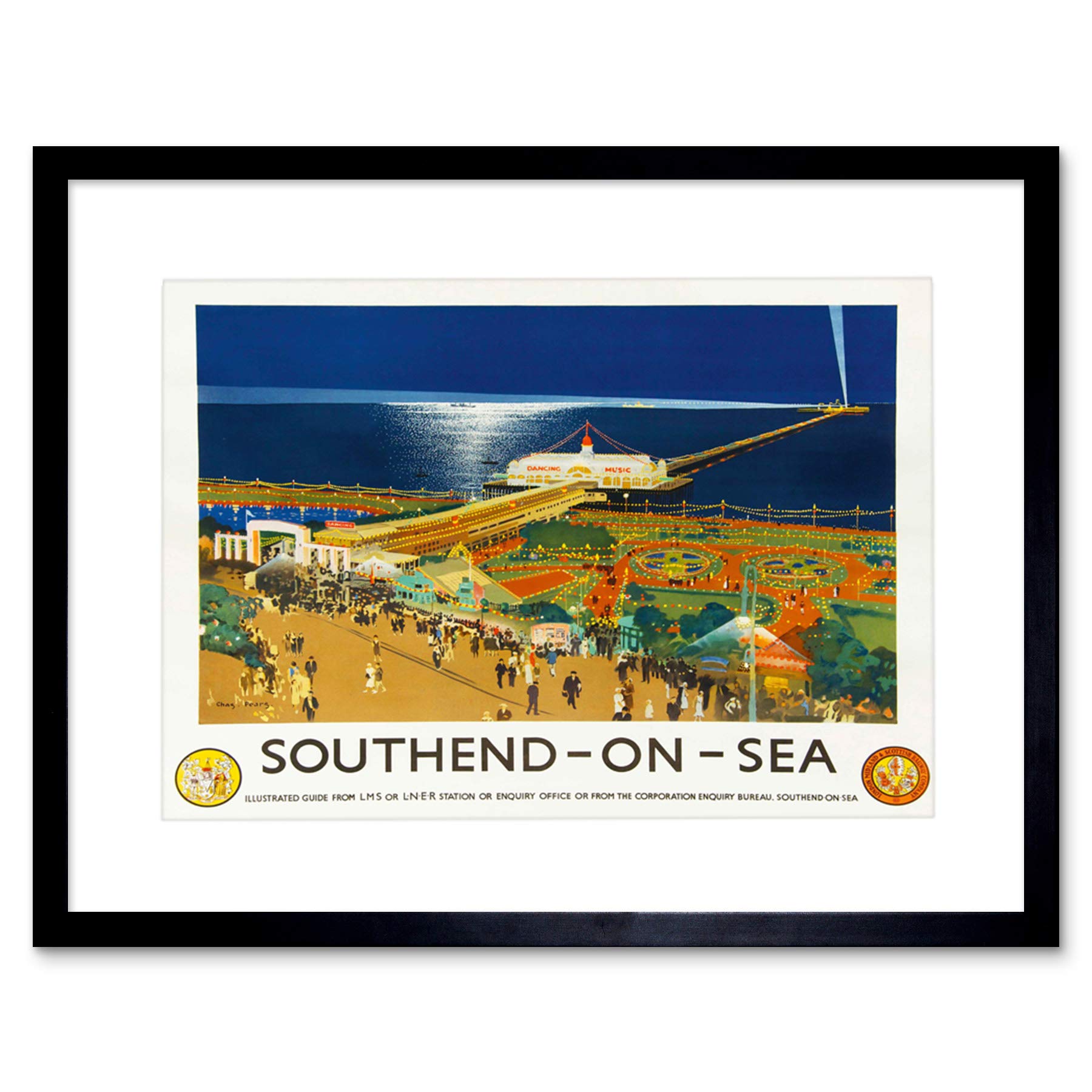 Wee Blue Coo Travel Rail Southend Pier Beach Fairground UK Picture Framed Wall Art Print