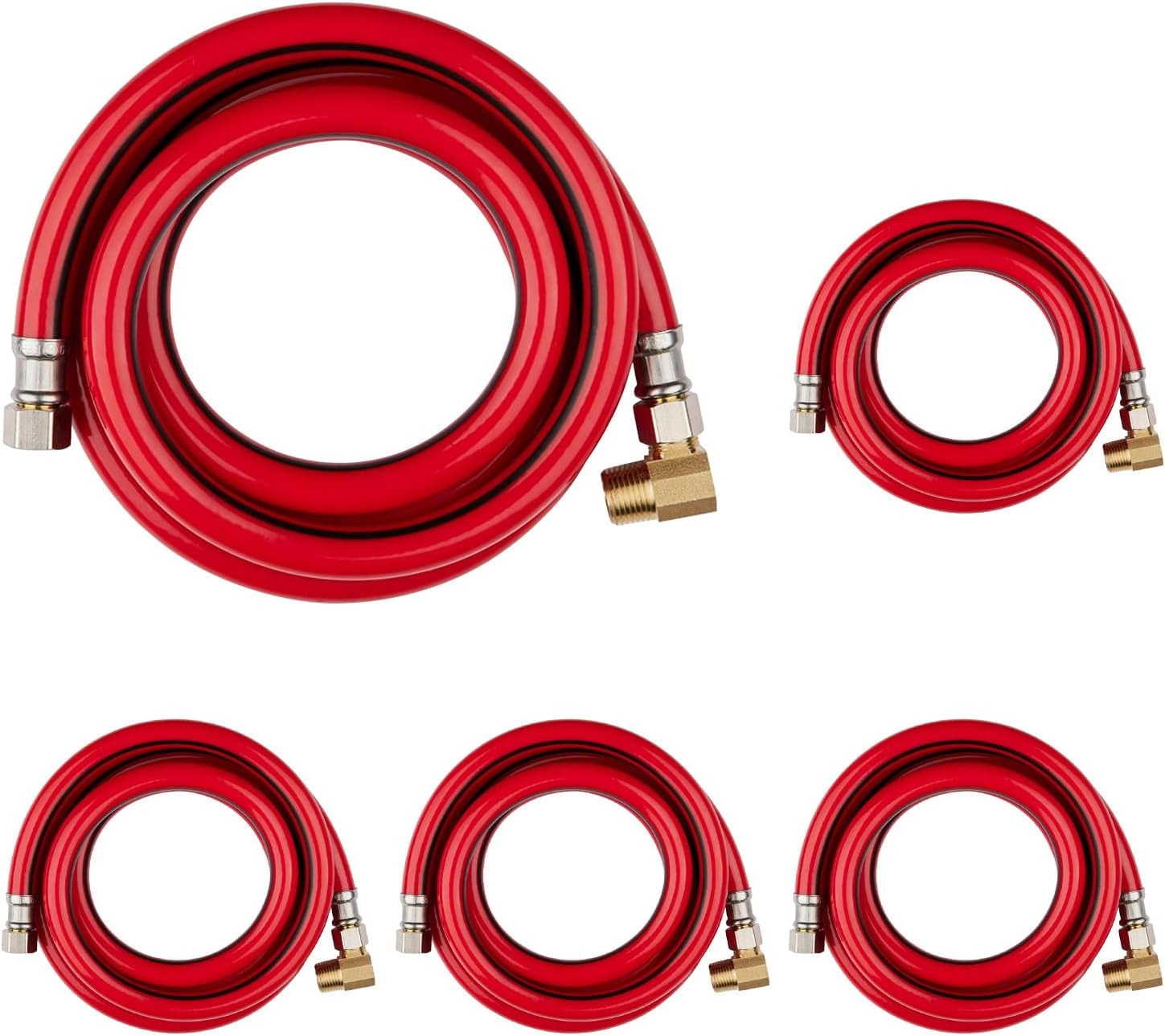 30-PACK Niikappu 6 FT Red PVC Dishwasher Hose with Attached 90 Degree 3/8" MIP Elbow, 3/8" x 3/8" Comp Water Supply Line