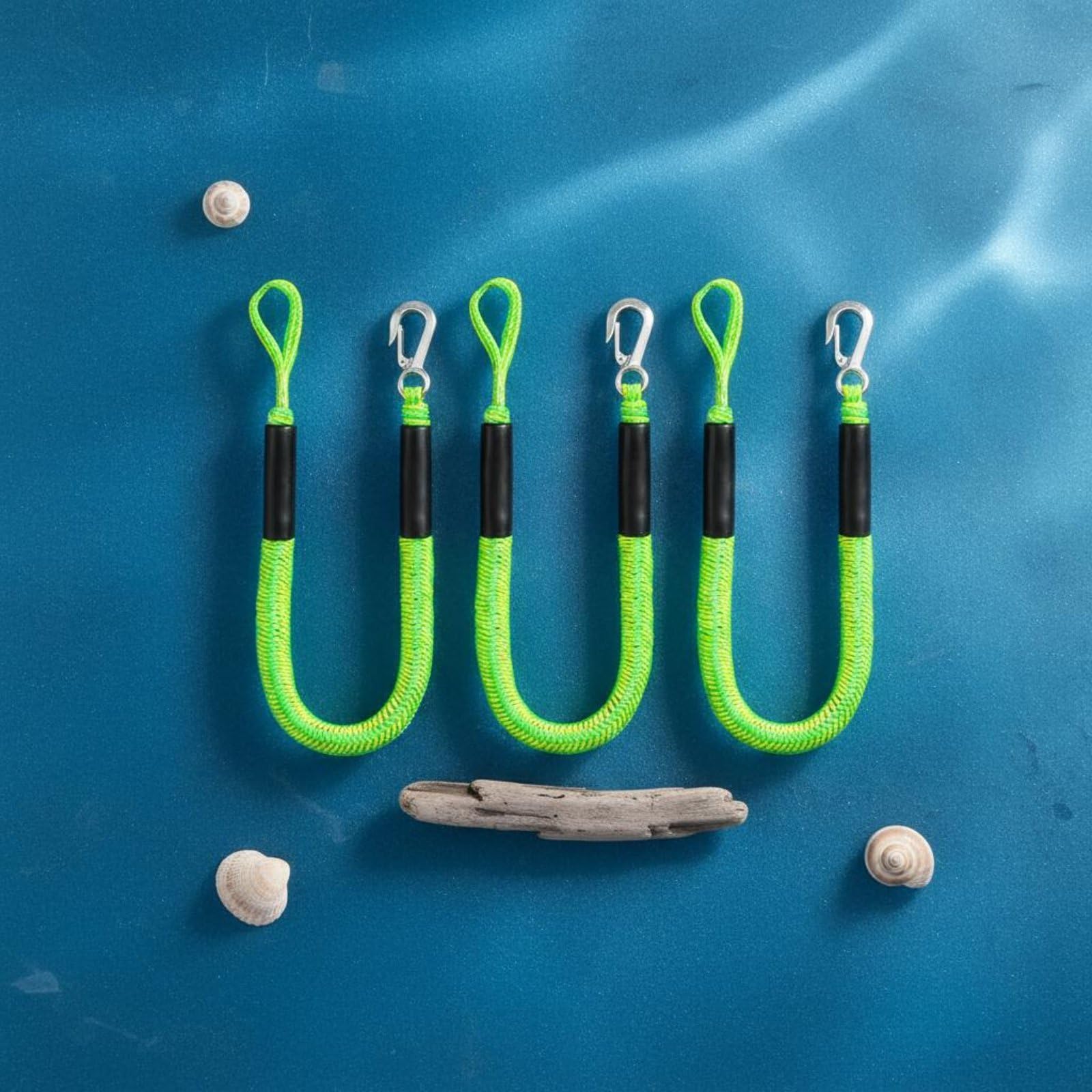 Corda Ormeggio Marina Fune Ormeggio Cavo Bungee Linea Attracco con Assorbimento Colpi Nucleo Elastico 10mm Gancio Inox 316 Galleggiante con Doppio, 6FT 2 PEZZI