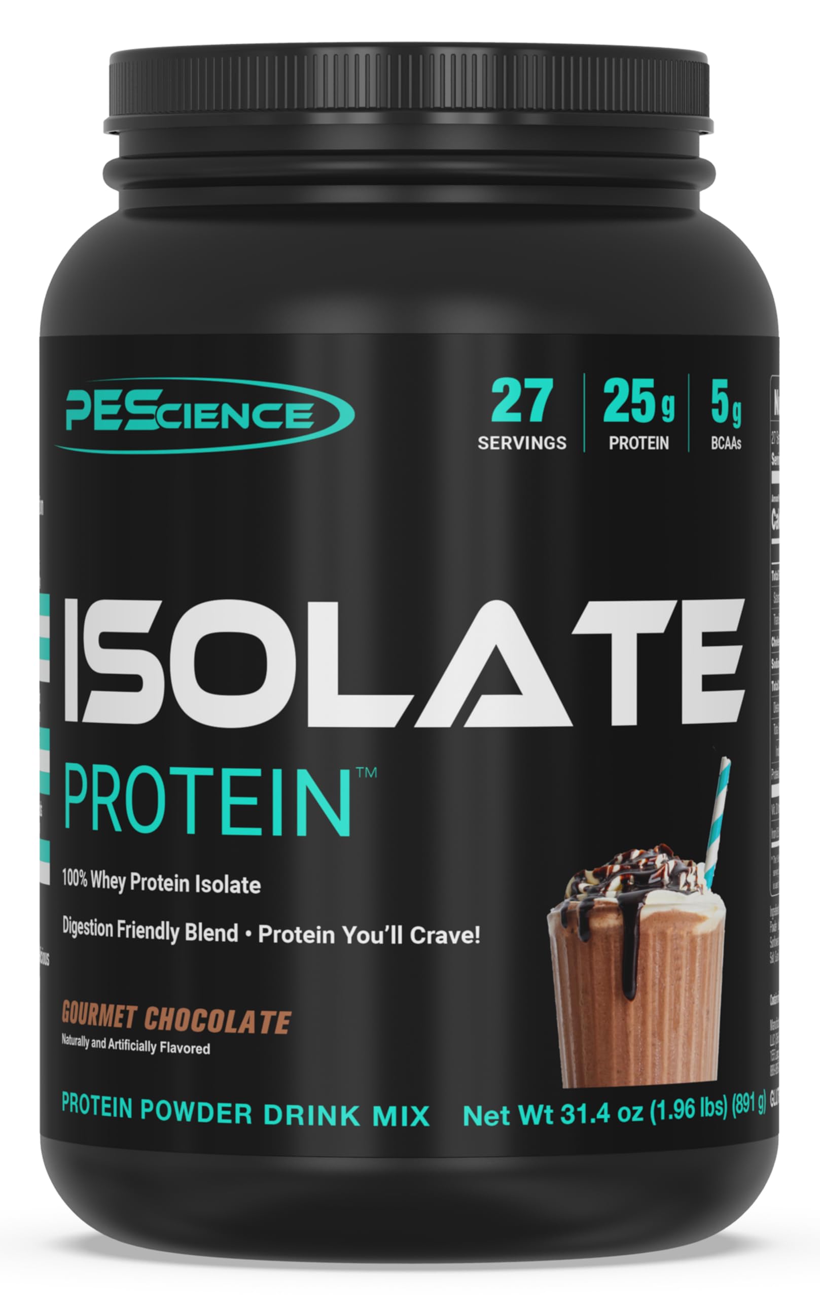 PEScience Whey Protein Isolate, Clean Protein Powder for Women and Men, Low Carb, Gluten Free, Fast Absorbing Post Workout Shake, Gourmet Chocolate, 27 Servings