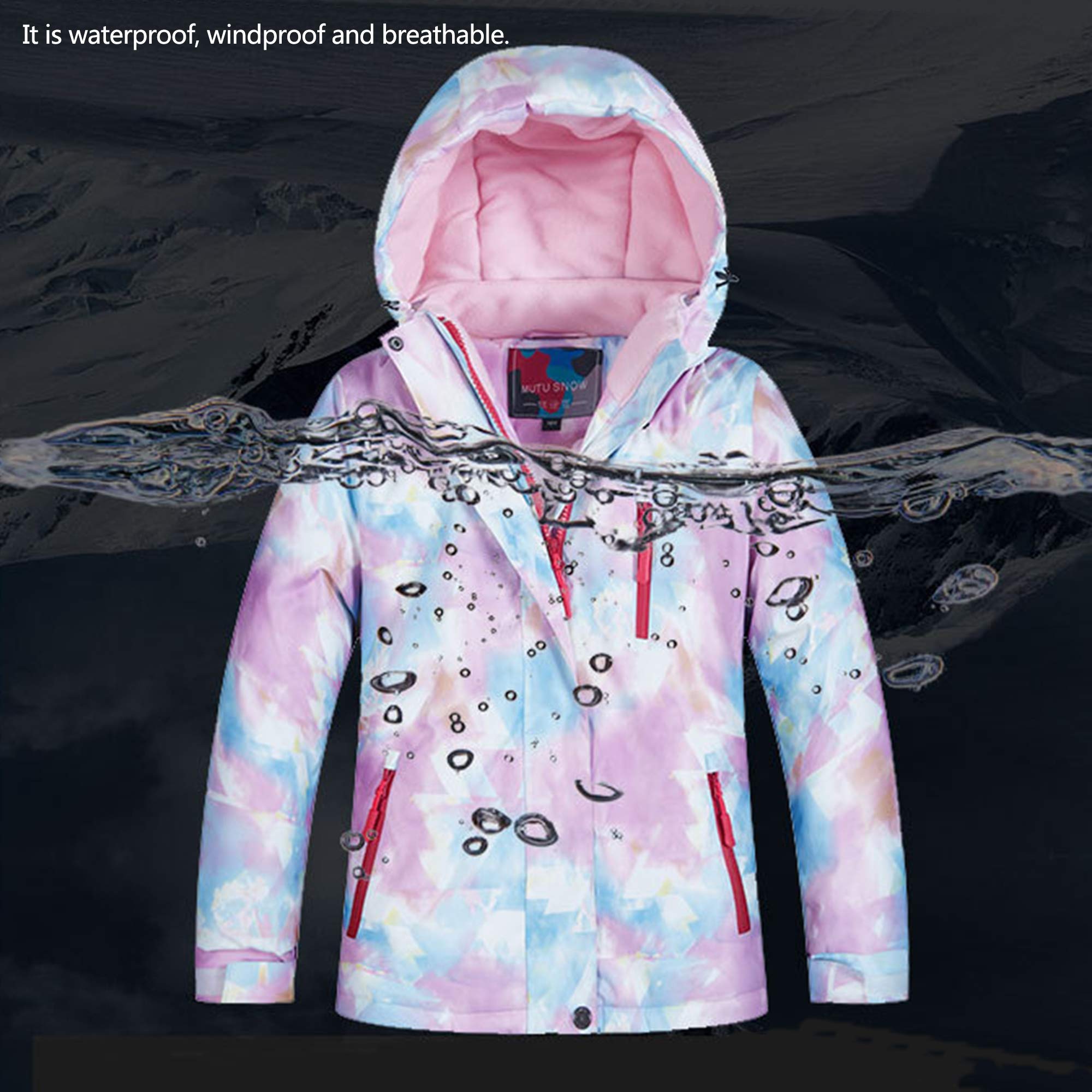 Traje de Nieve Niños Impermeable Conjunto de Esquí Niñas 2 Piezas Chaqueta con Capucha + Pantalón de Esquí para Invierno