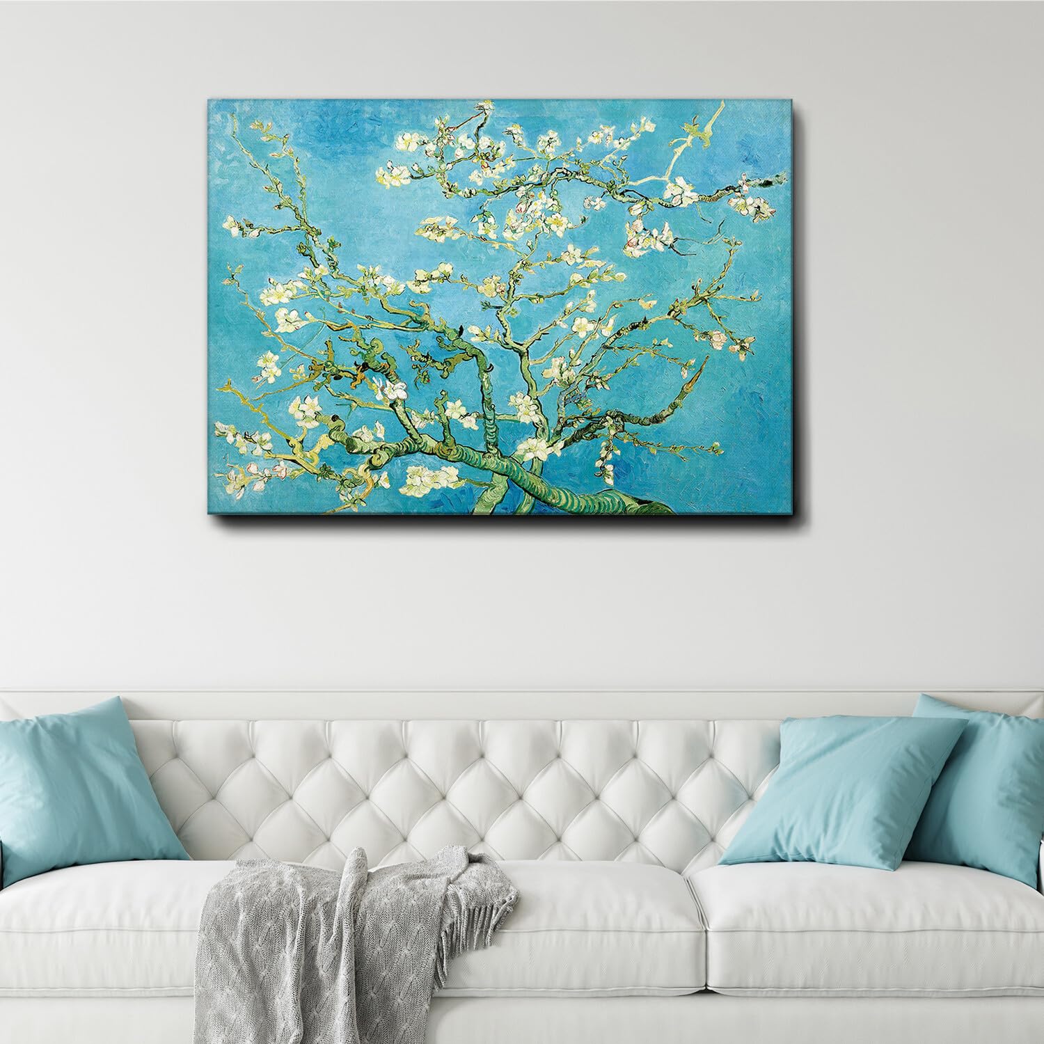Giallobus - Quadro - Vincent Van Gogh - Fiori di mandorlo - Tela Canvas Telaio Premium Alto Spessore - 140L x 100l cm - Pronto da appendere - Quadri moderni per la casa