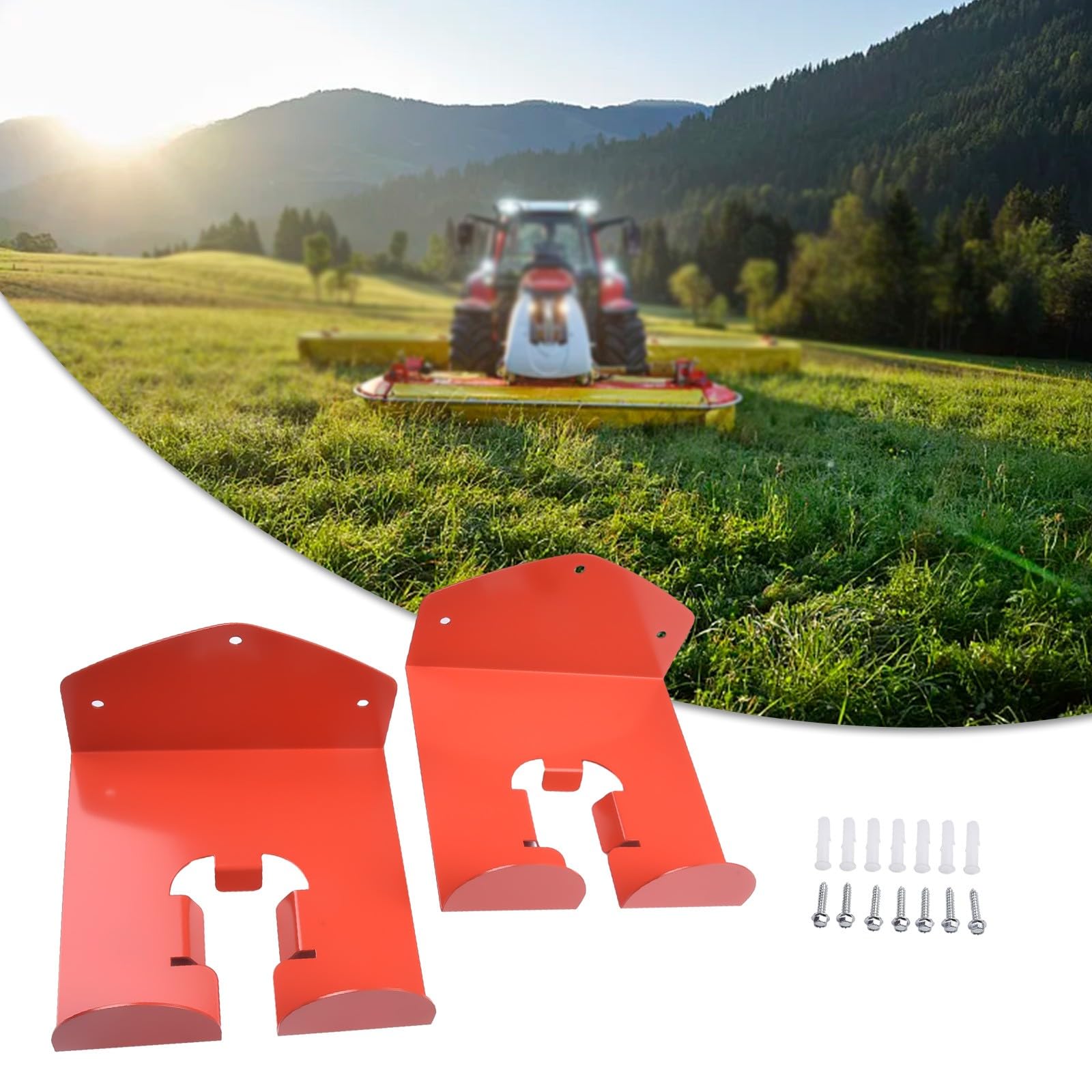 Confezione da 2 organizer da garage, per appendere attrezzi da parete per decespugliatore, pala, rastrello, scopa, trapano e attrezzi da giardino, arancione