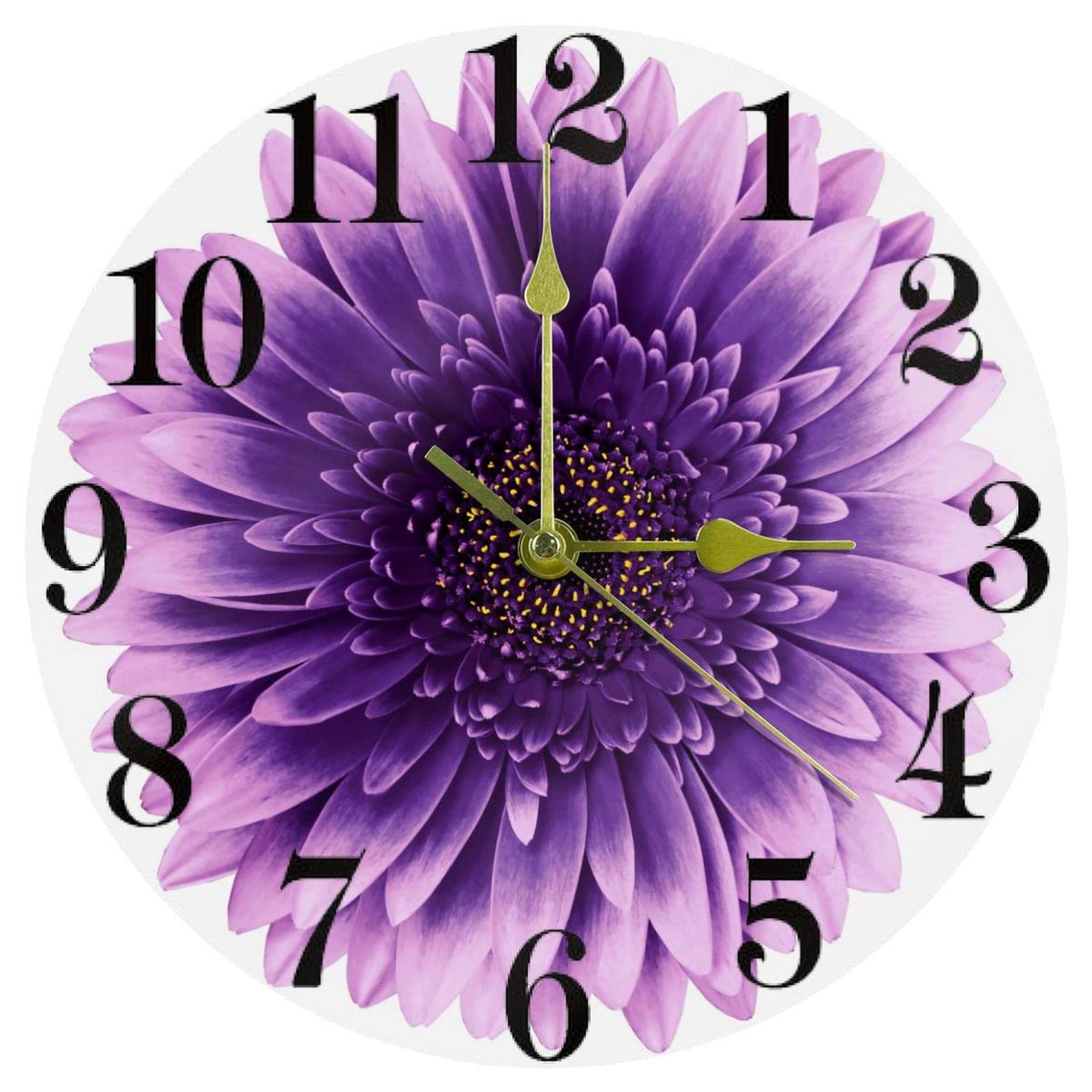 Horloge murale marguerite silencieuse sans tic-tac ronde pour salon